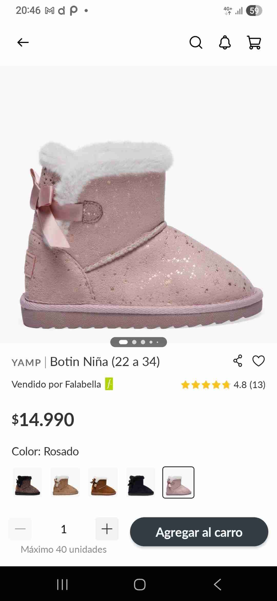 Botines rosados niña con lazo