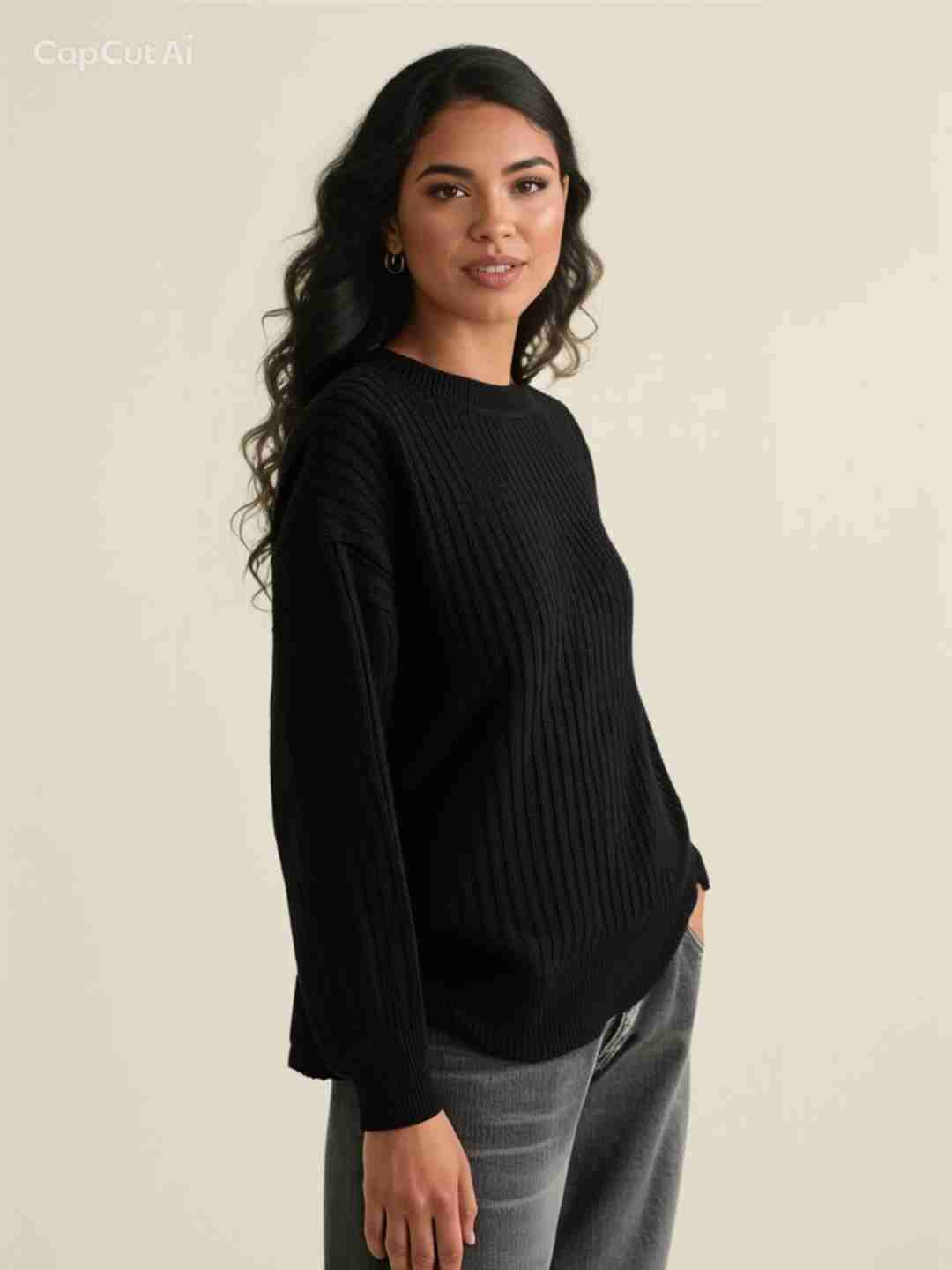 Suéter negro de punto - miniatura 3