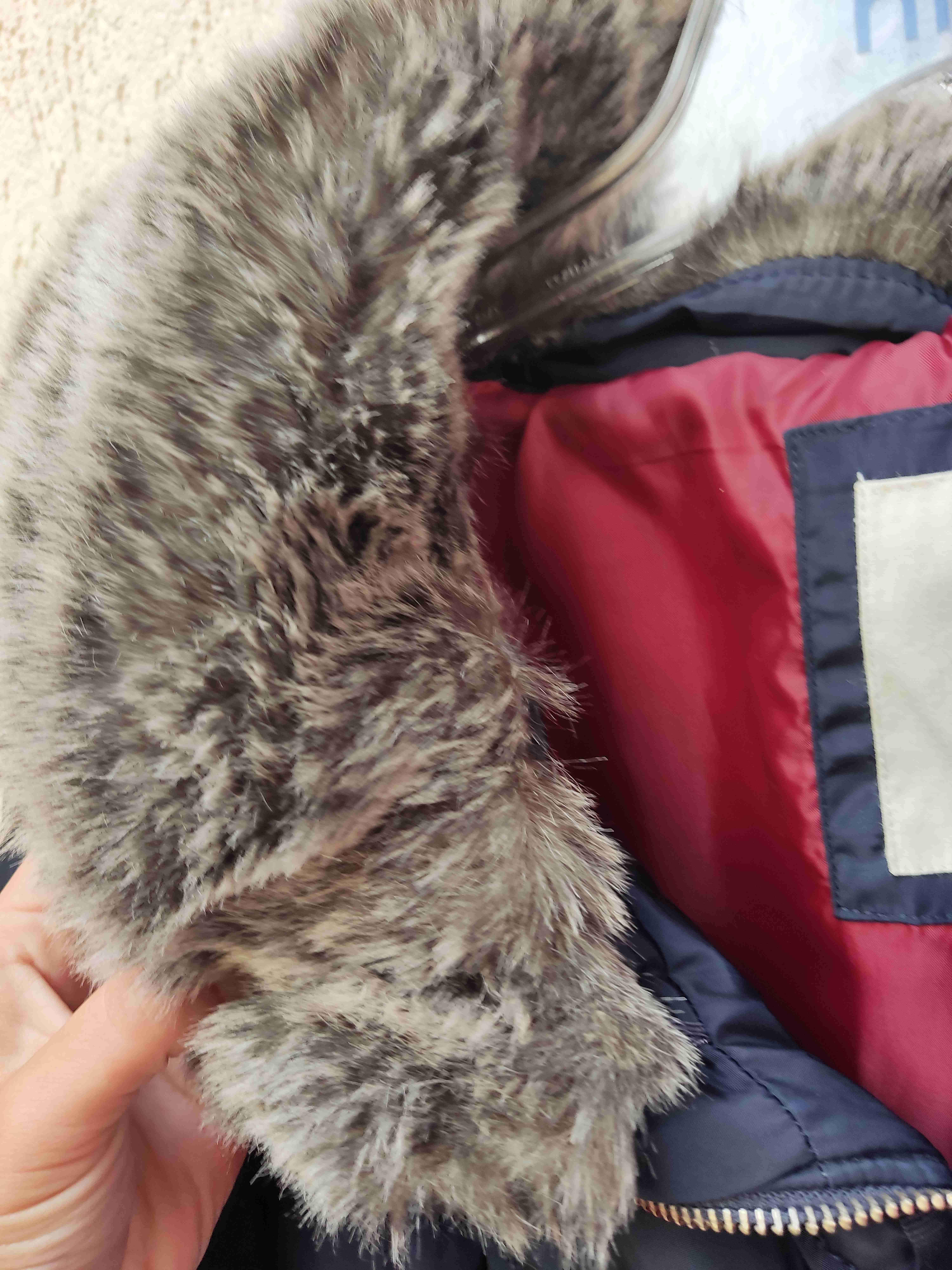 Parka azul con cuello de piel sintética - miniatura 4