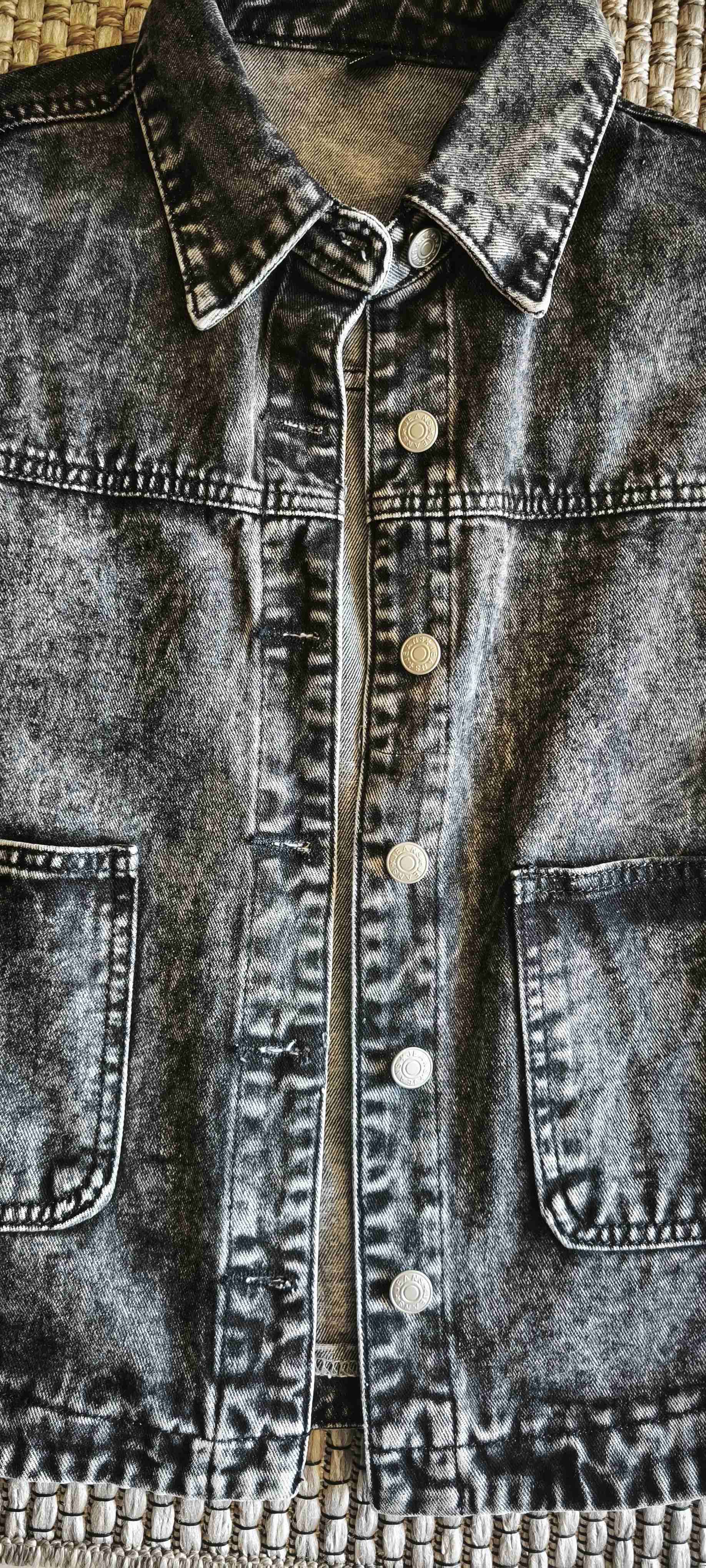 Chaqueta de mezclilla negra gastada - miniatura 3