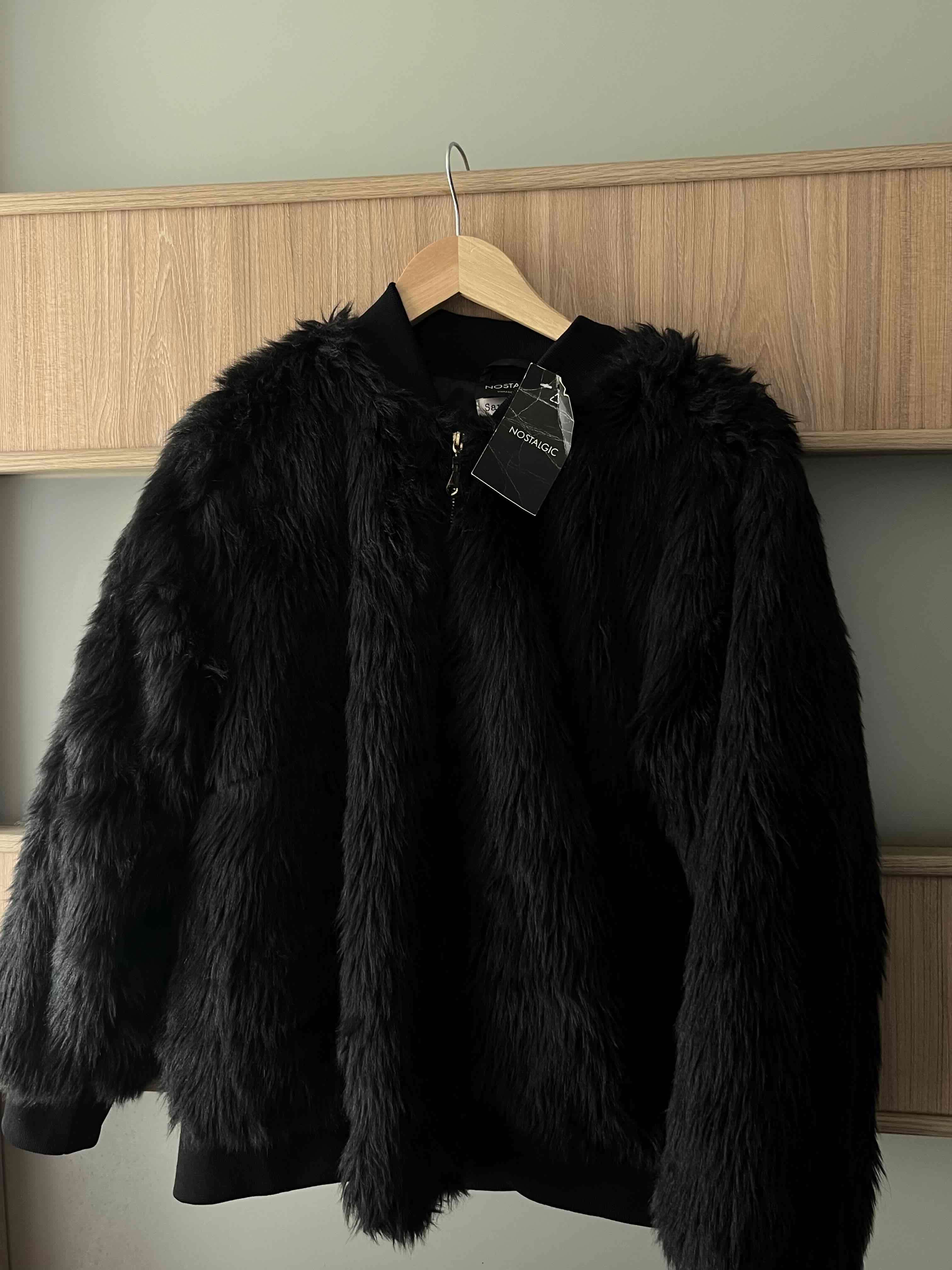 Chaqueta de piel sintética negra Vintaje - miniatura 3