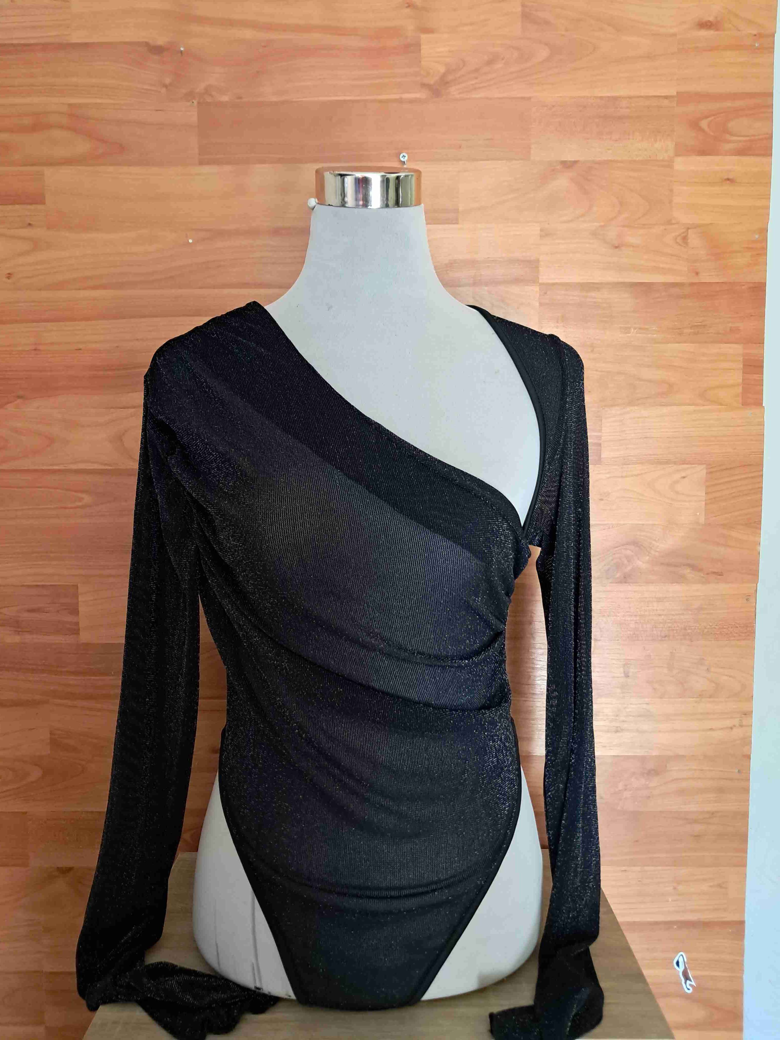 Body negro con brillo manga larga - miniatura 1