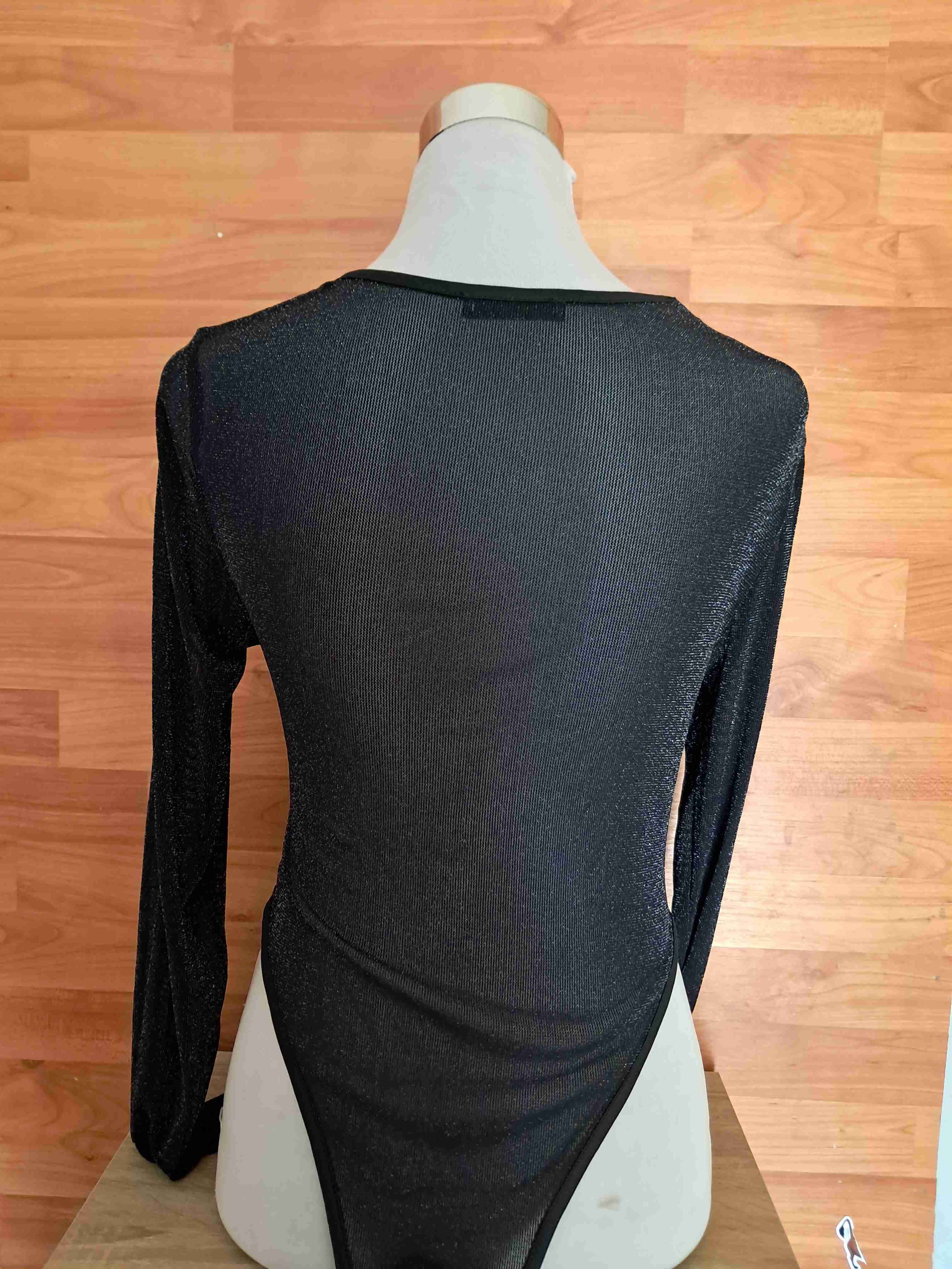 Body negro con brillo manga larga - miniatura 2