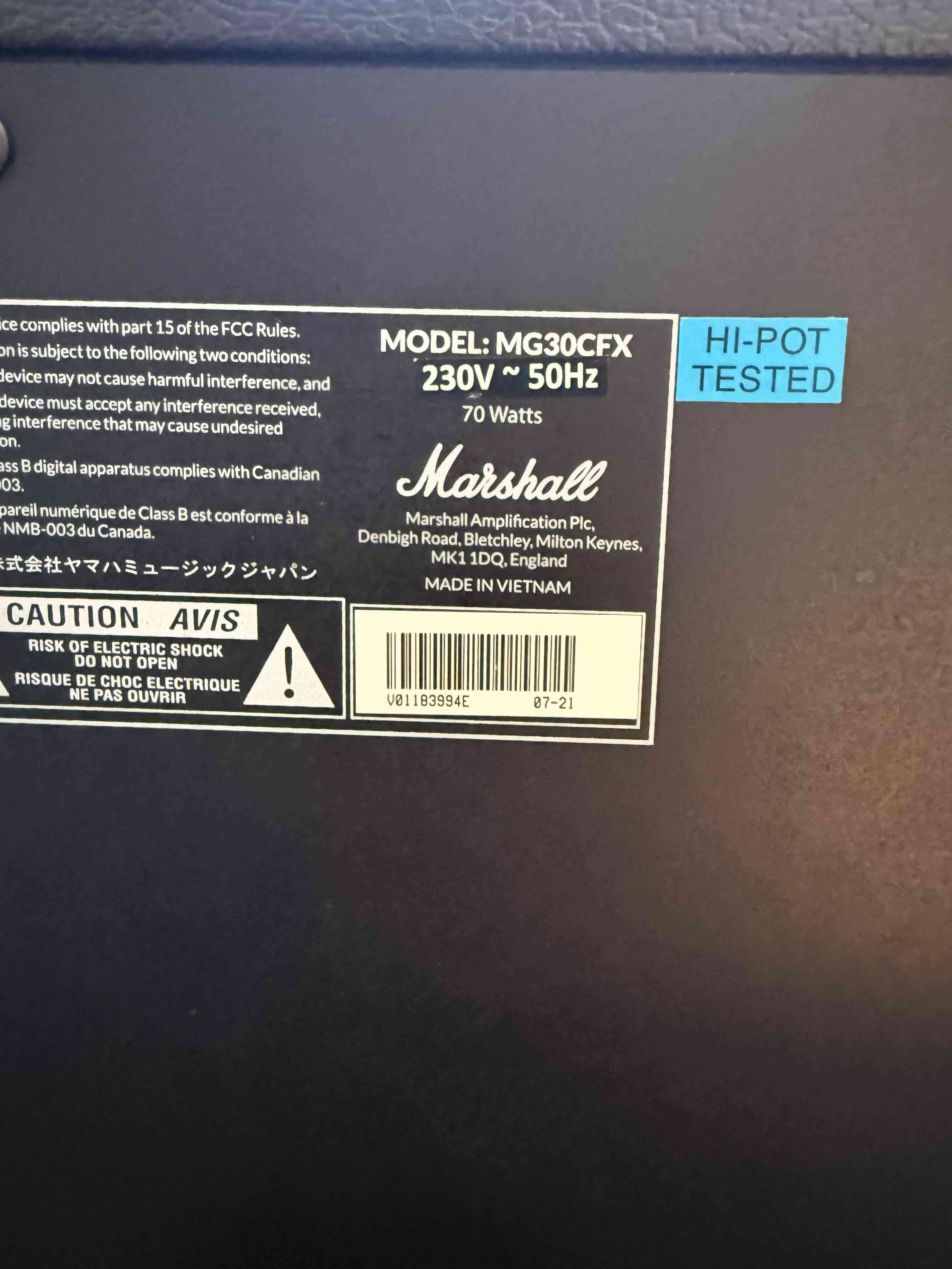 Amplificador Marshall MG30FX - 30W RMS con Efectos - miniatura 3