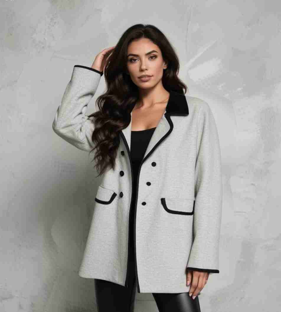 Chaqueta marinera gris con negro elegante - miniatura 2