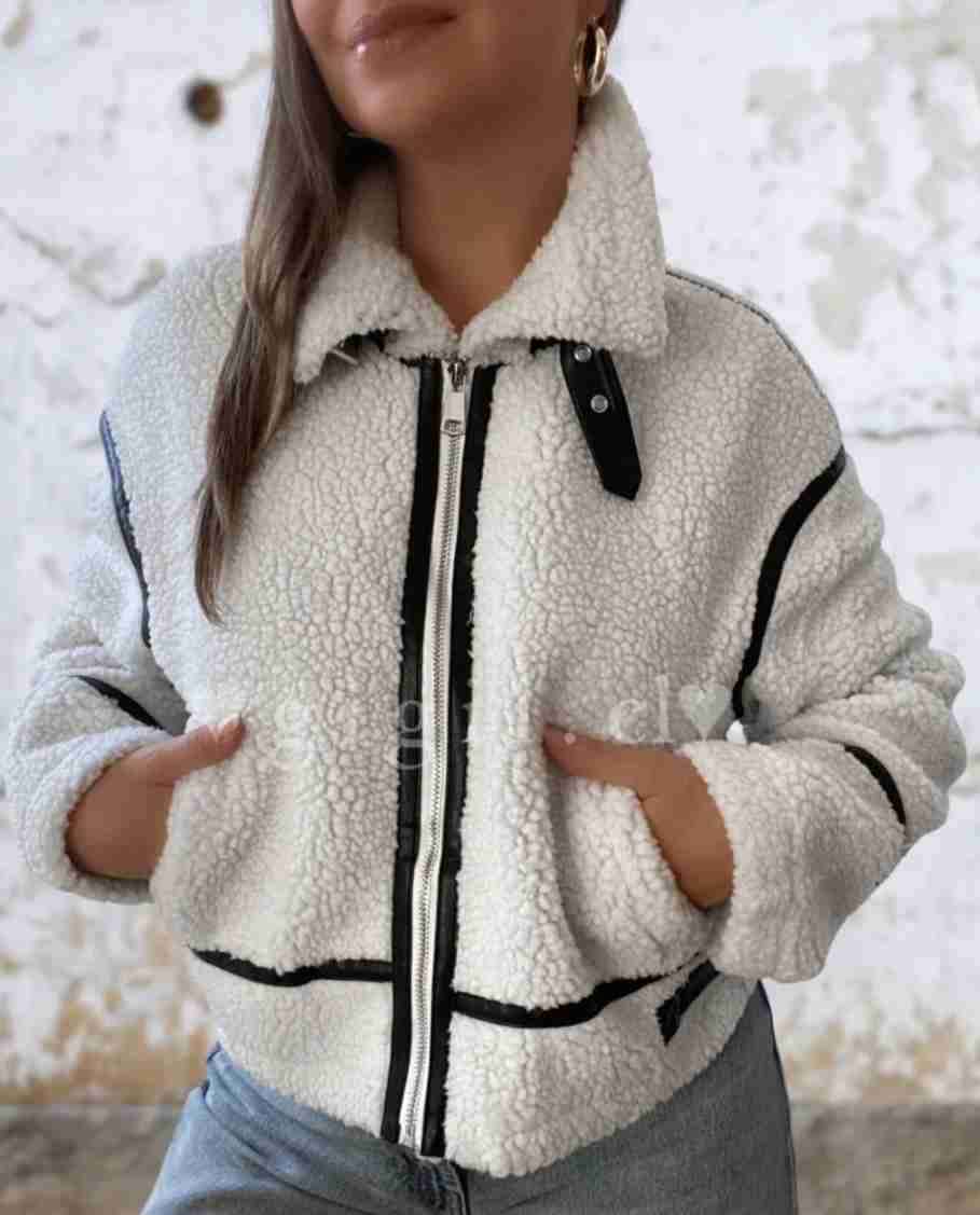 Chaqueta de piel sintética blanca - miniatura 2
