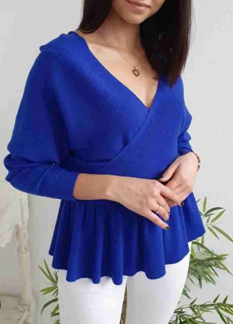 Sueter azul con peplum - miniatura 2