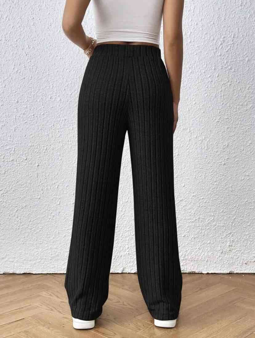 Pantalones anchos negros de punto - miniatura 2