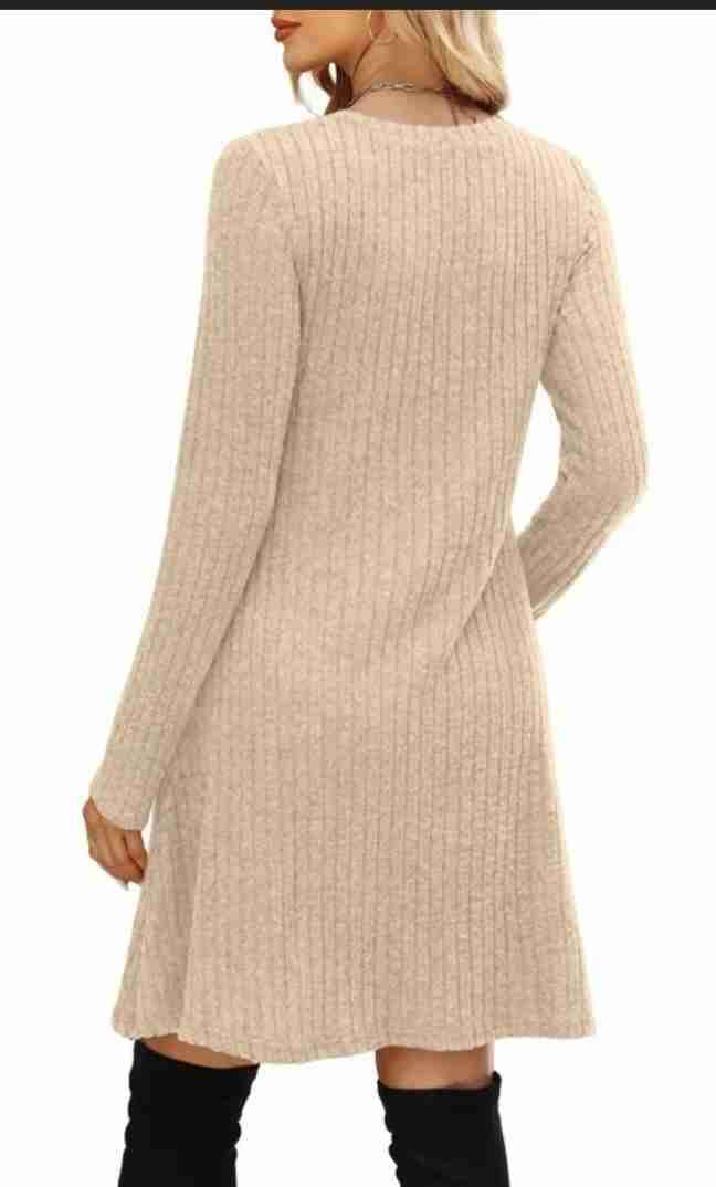Vestido beige con botones - miniatura 3
