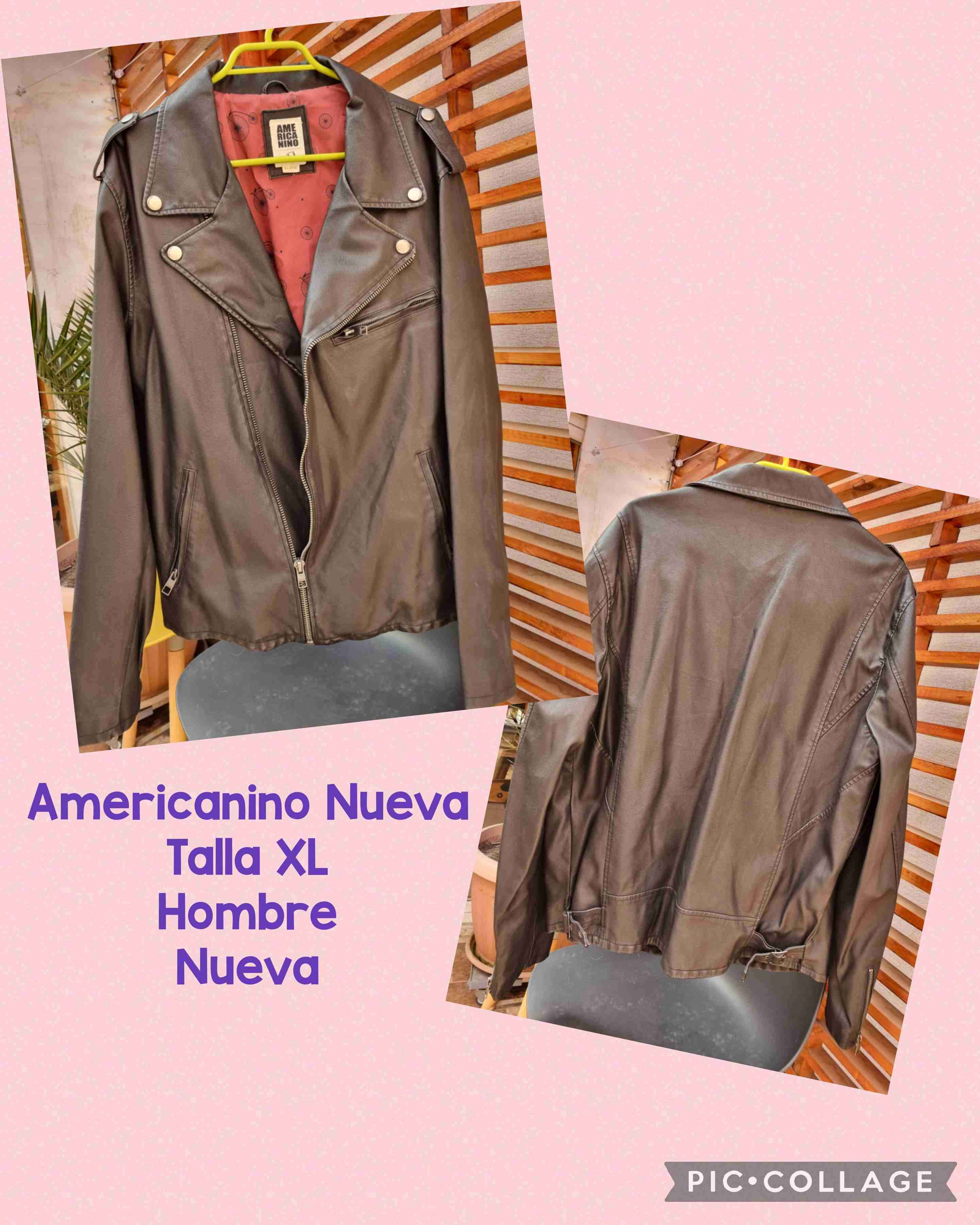 Chaqueta ecocuero hombre negra XL
