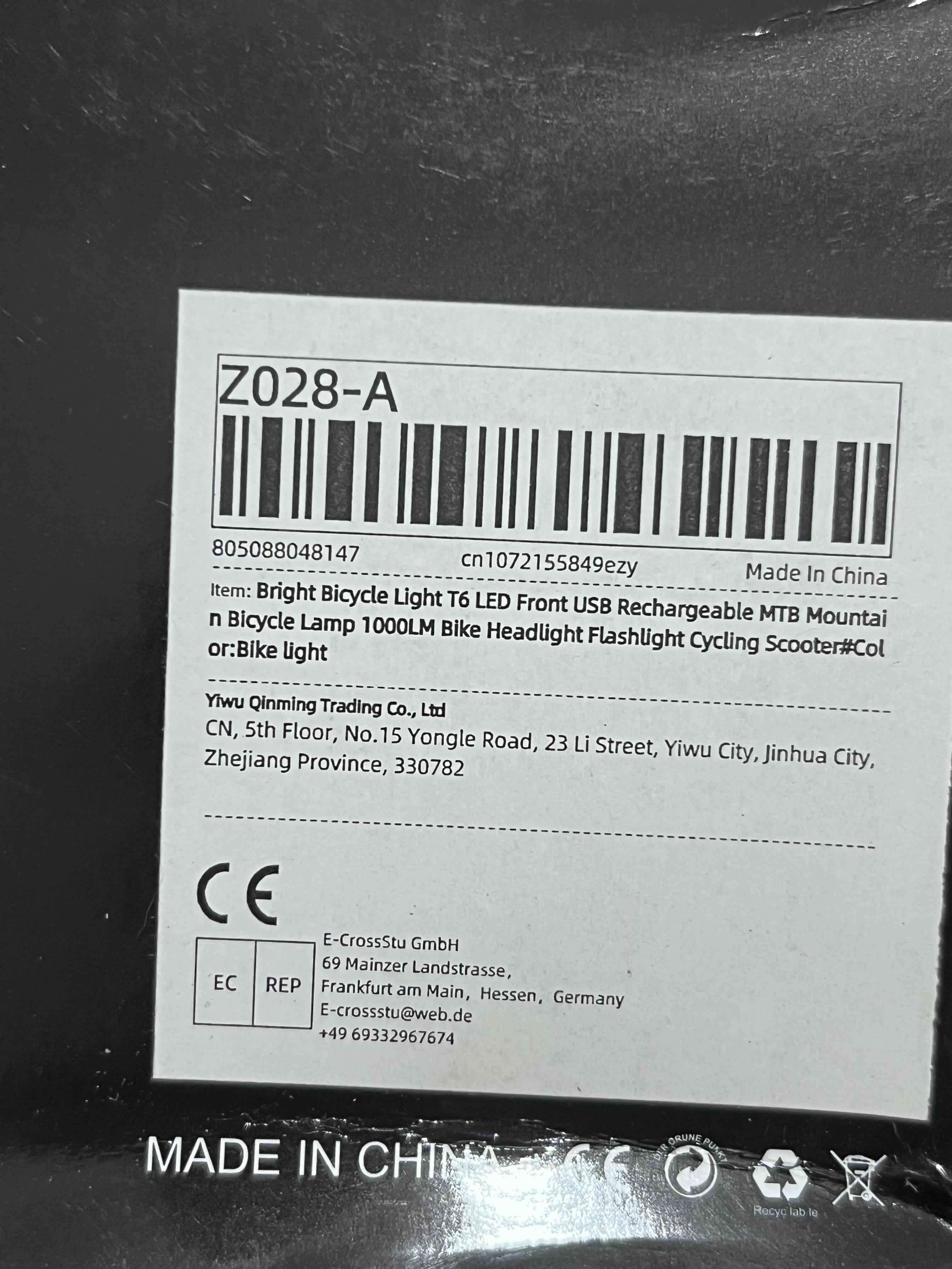 Luz recargable para bicicleta 1000 lumenes - miniatura 2