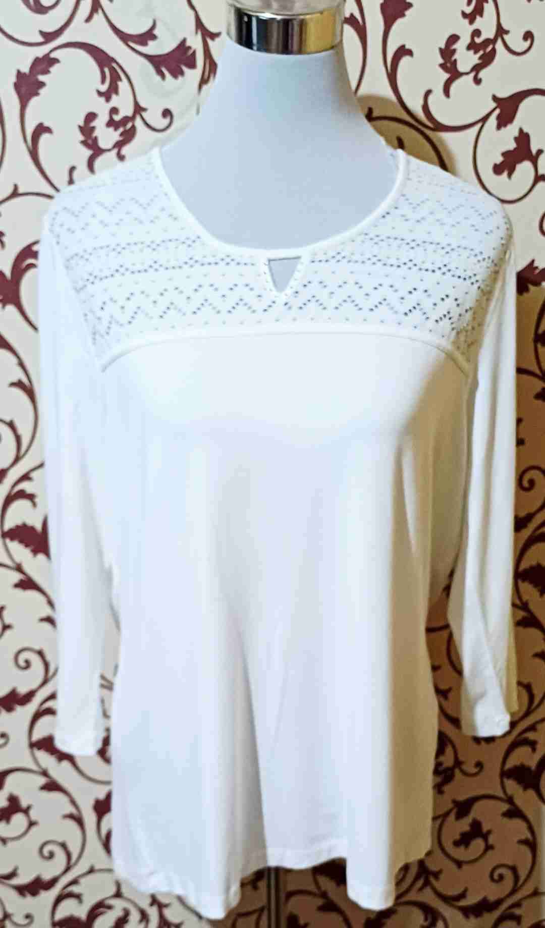 polera blanca con encaje 100% algodón