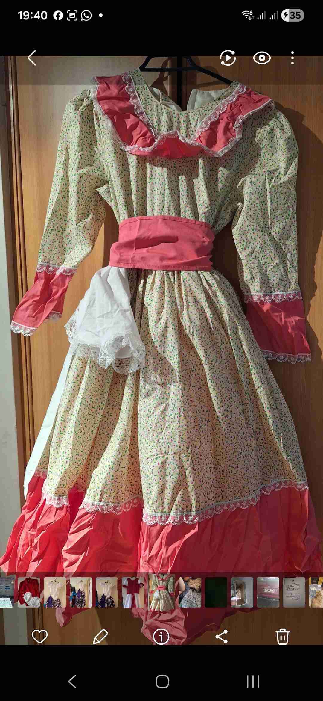 Vestido folclórico con detalles rosados - miniatura 1