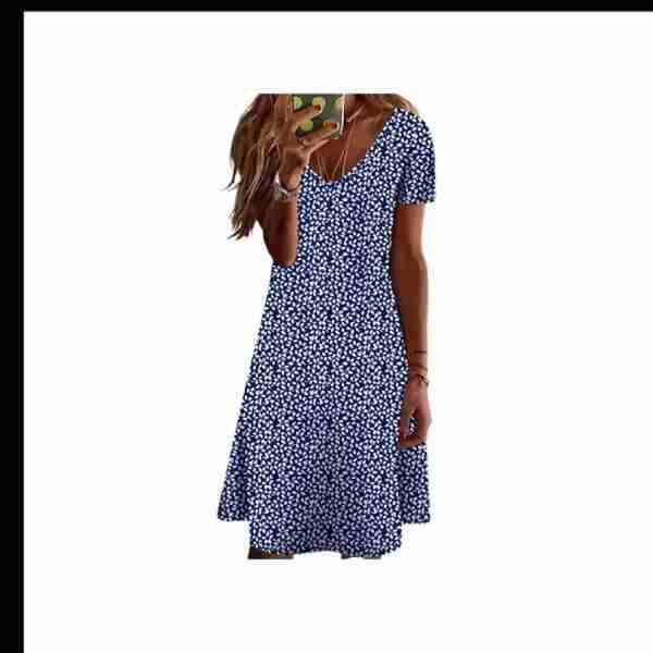 Vestido azul con estampado floral - miniatura 1
