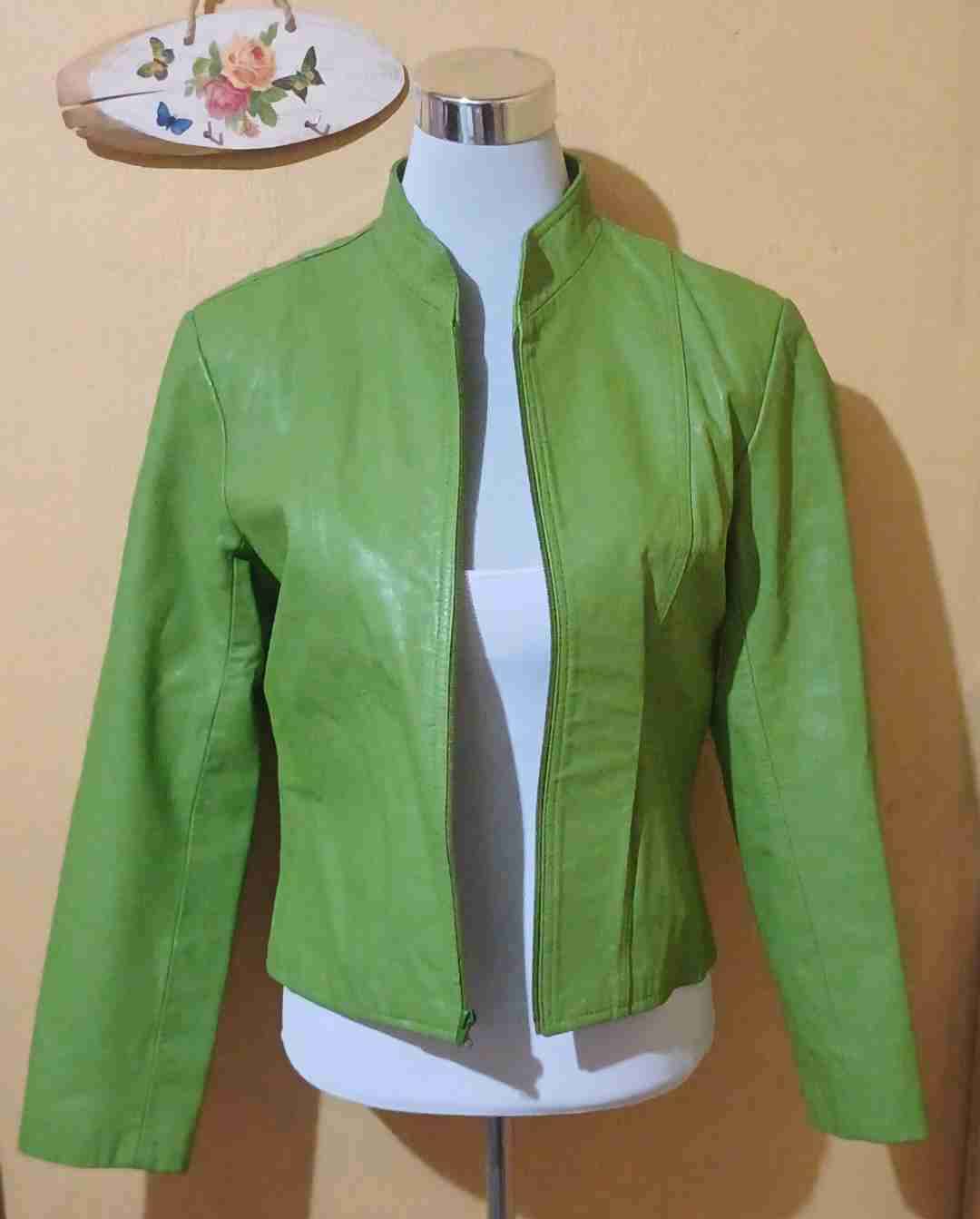 Chaqueta ecocuero verde mujer