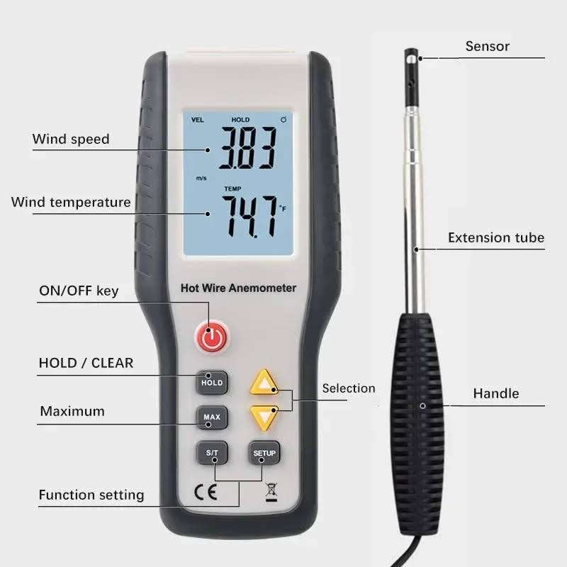 Termo-Anemómetro Digital HTI HT-9829 Sonda Térmica - miniatura 5
