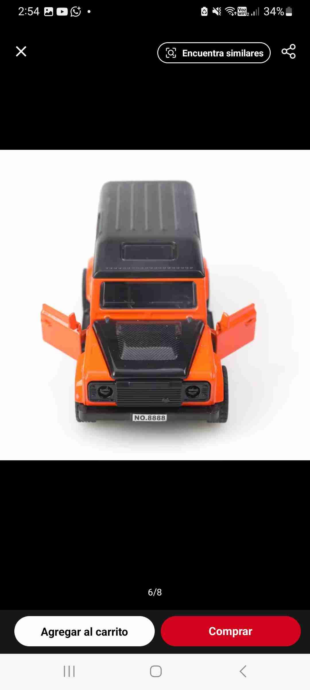 Juguete auto SUV naranja metalico - miniatura 2