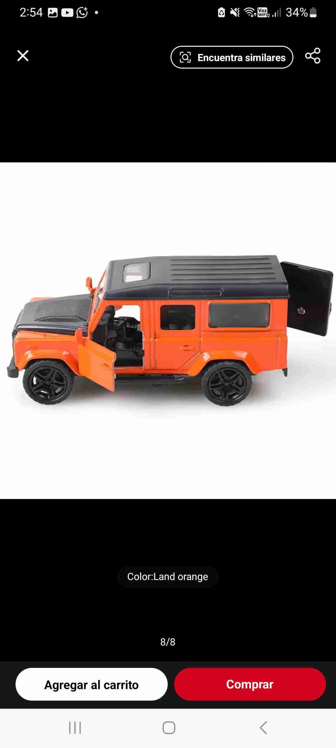 Juguete auto SUV naranja metalico - miniatura 3
