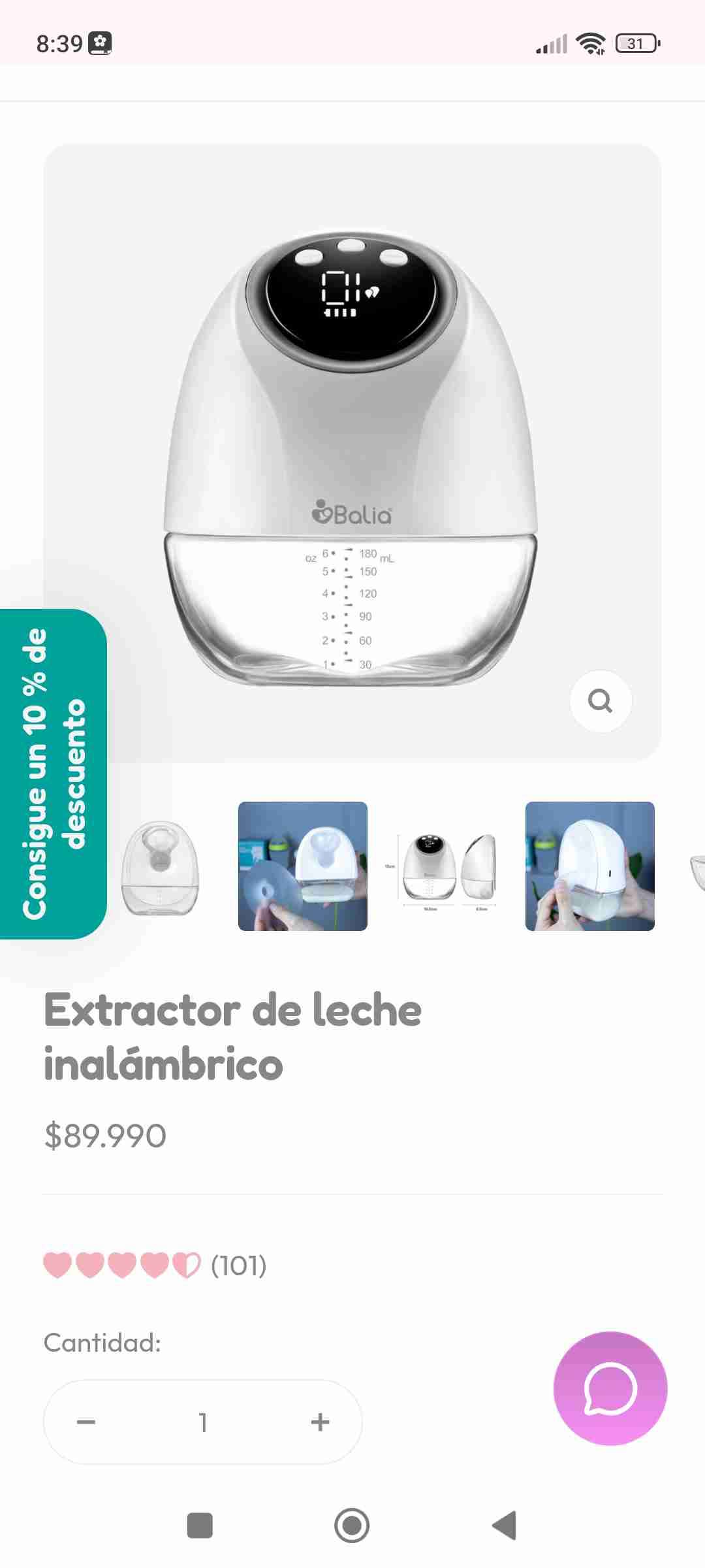 Extractor de leche inalámbrico Balia - miniatura 4