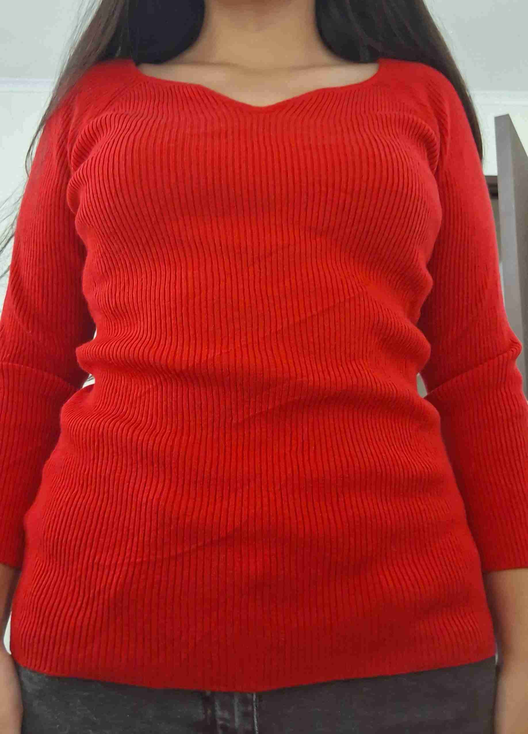 Suéter rojo de punto manga larga - miniatura 3