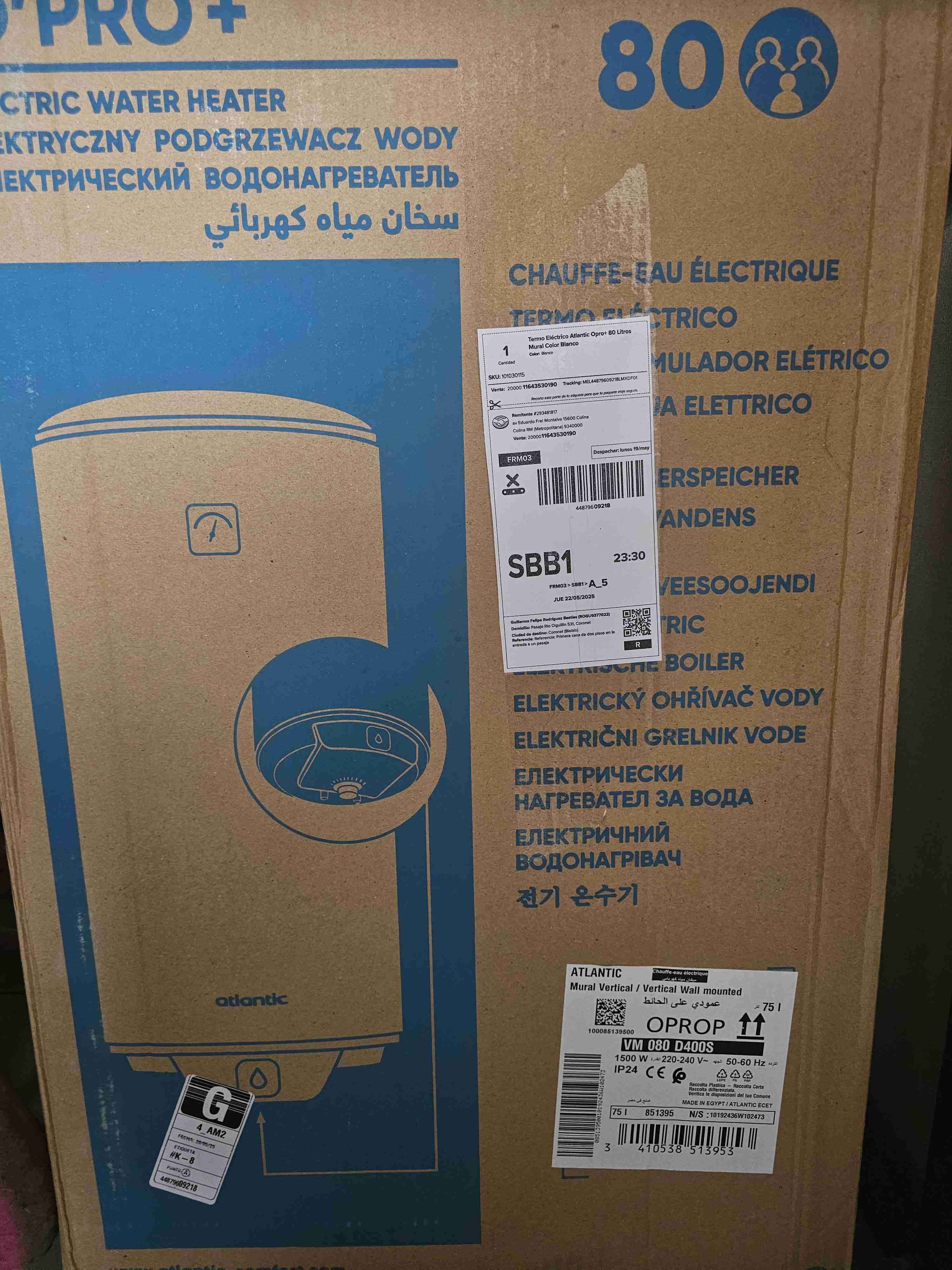 Termo eléctrico Atlantic 80 litros