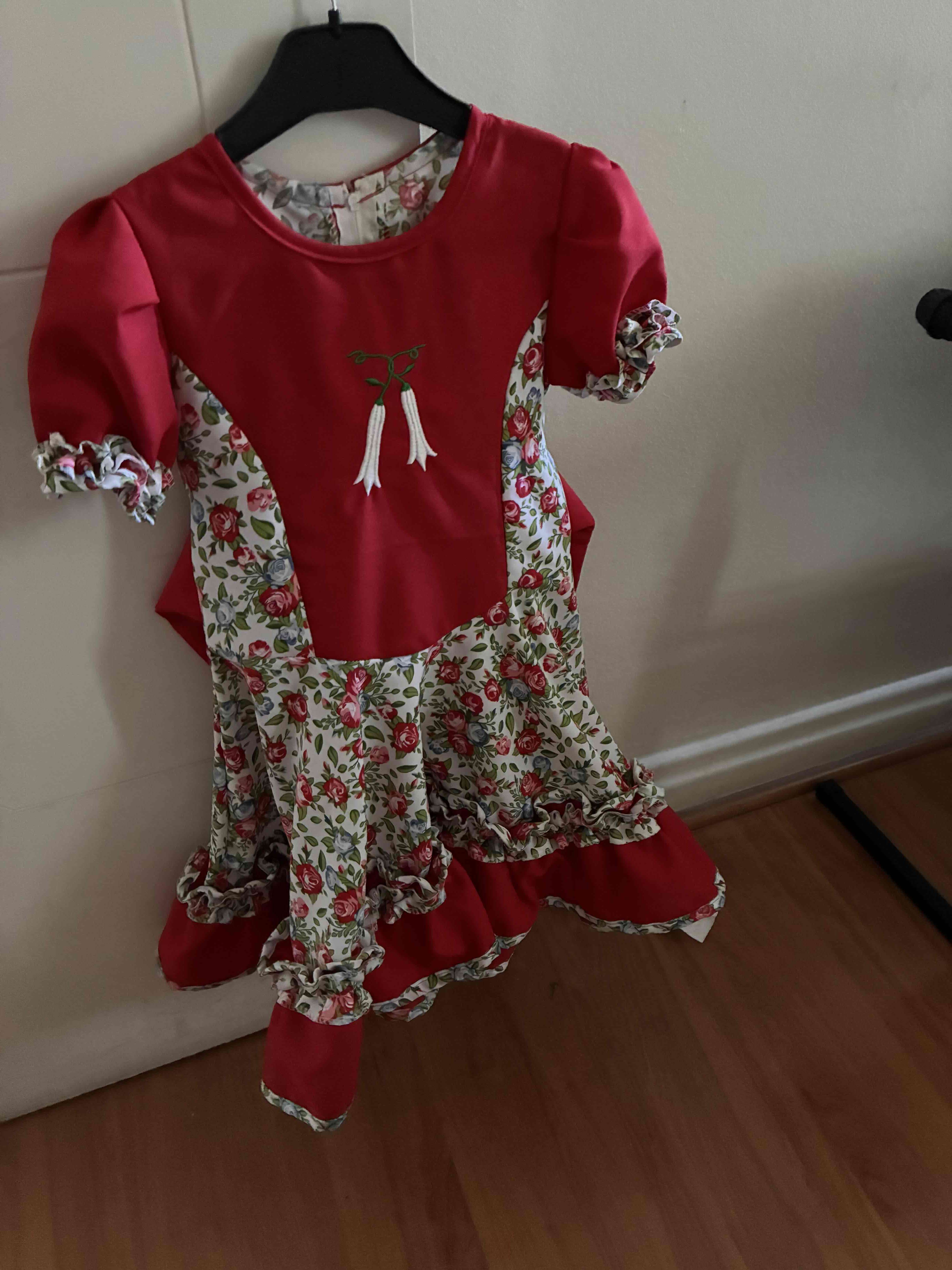 Vestido floral rojo infantil Huasa - miniatura 1