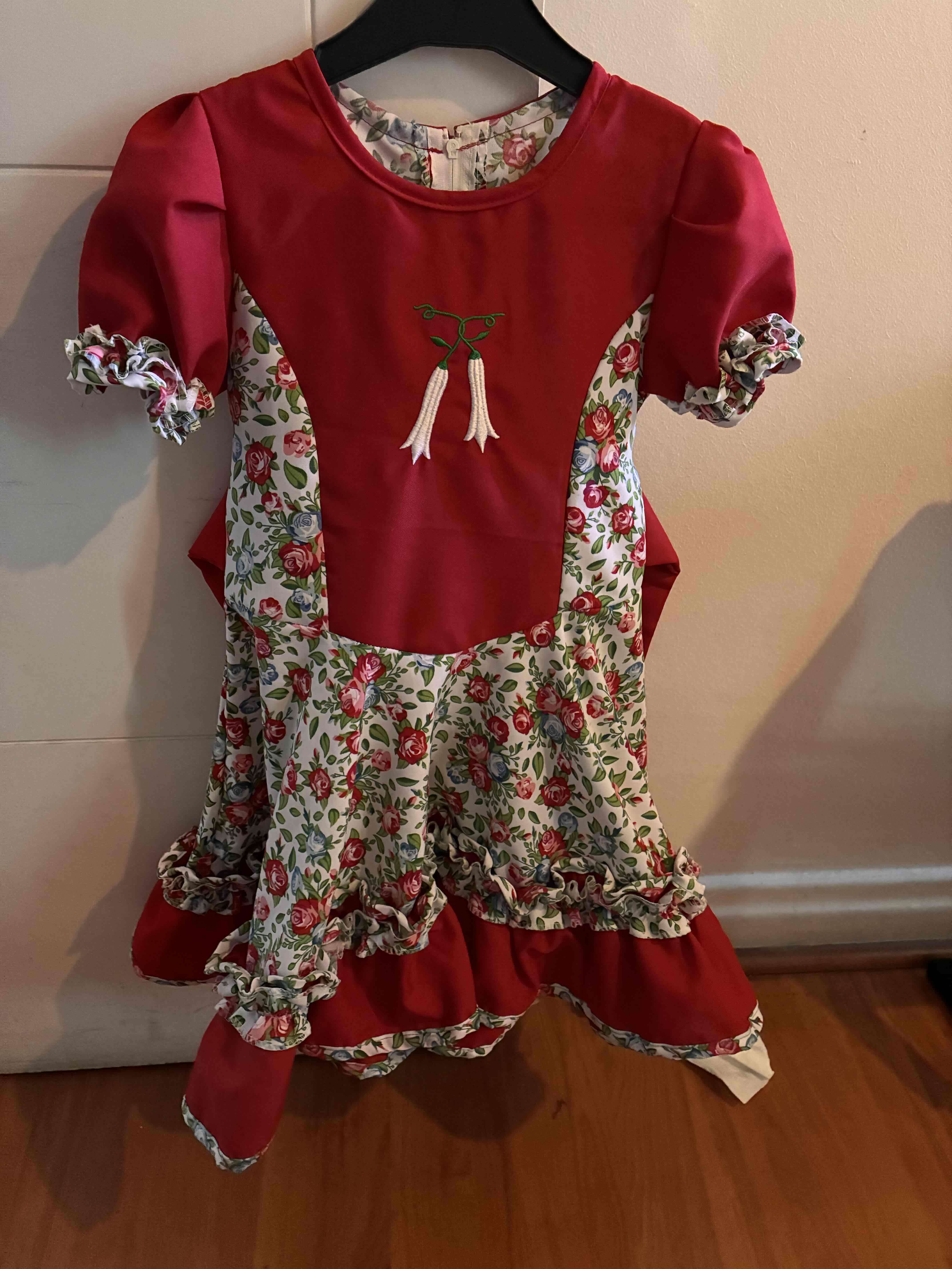 Vestido floral rojo infantil Huasa - miniatura 2