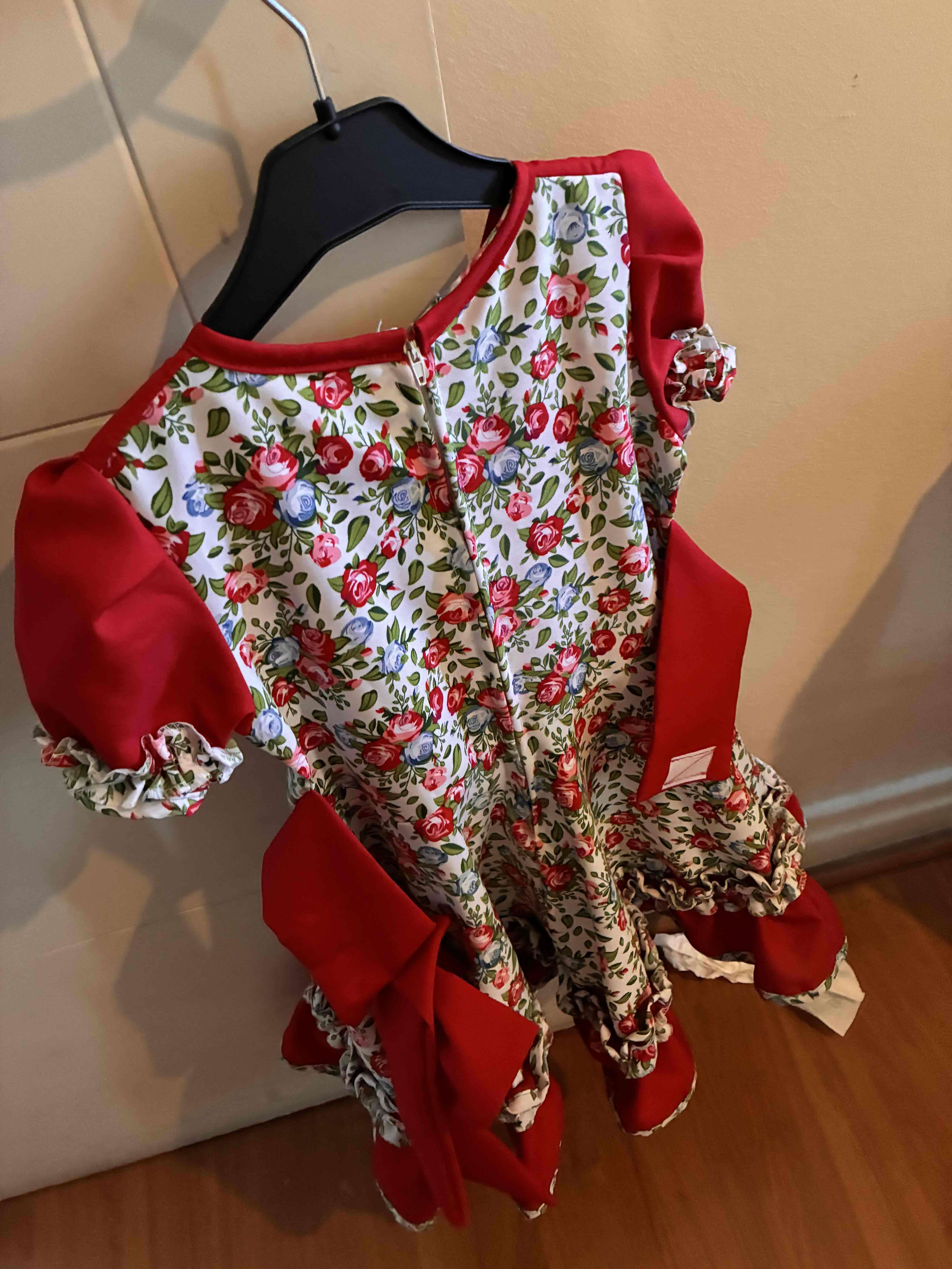 Vestido floral rojo infantil Huasa - miniatura 3