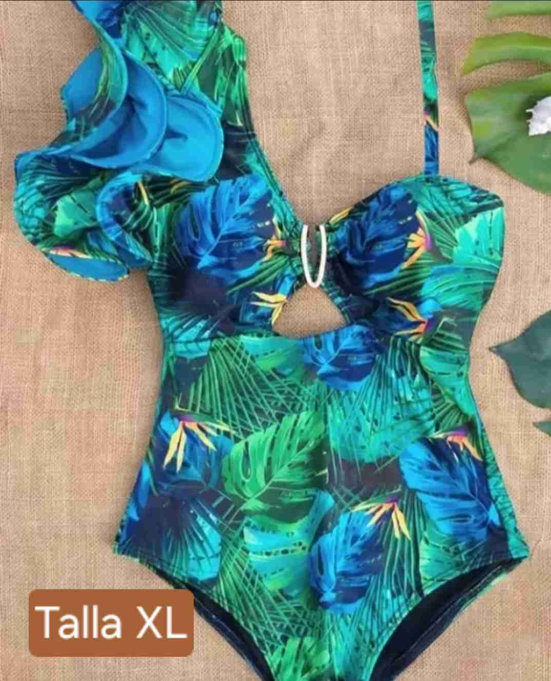 Traje de baño verde estampado - miniatura 1