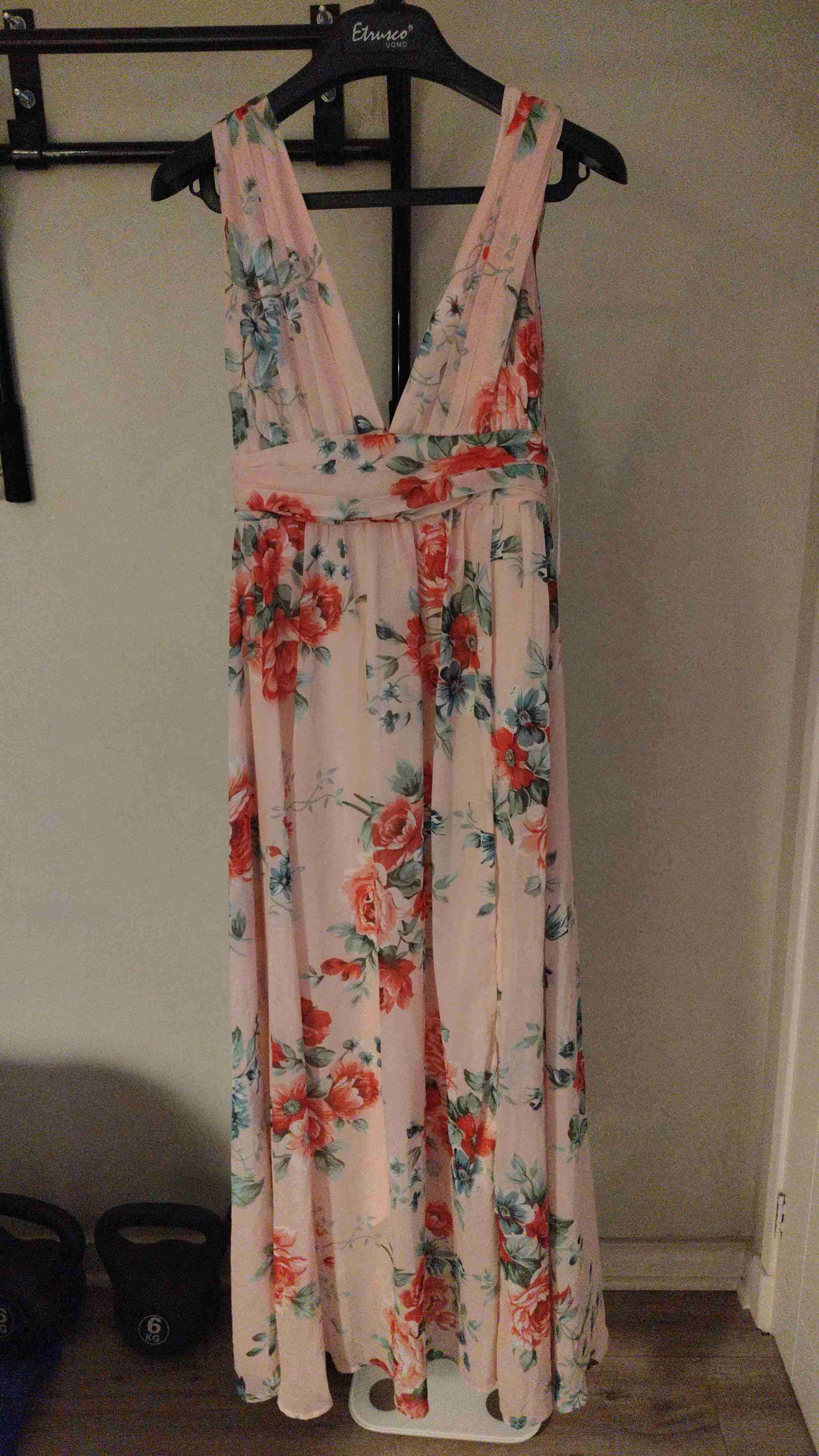 Vestido largo floral rosa - miniatura 2