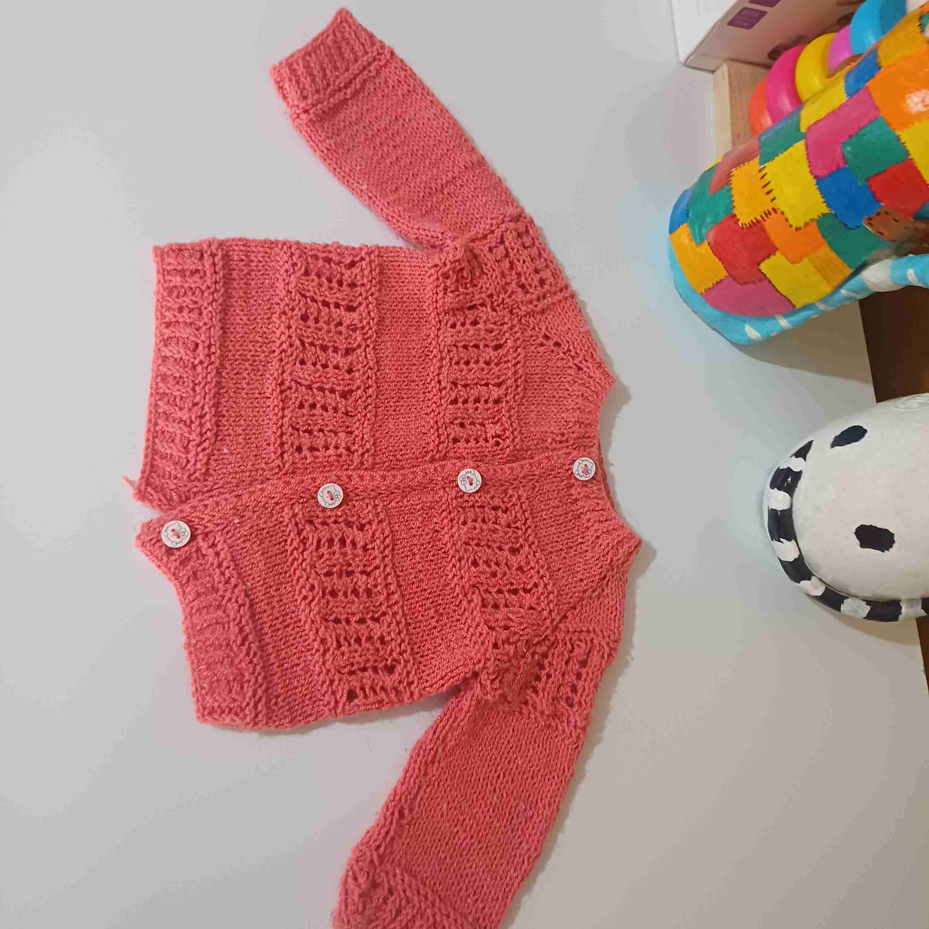Chaleco tejido rosa para niña - miniatura 1
