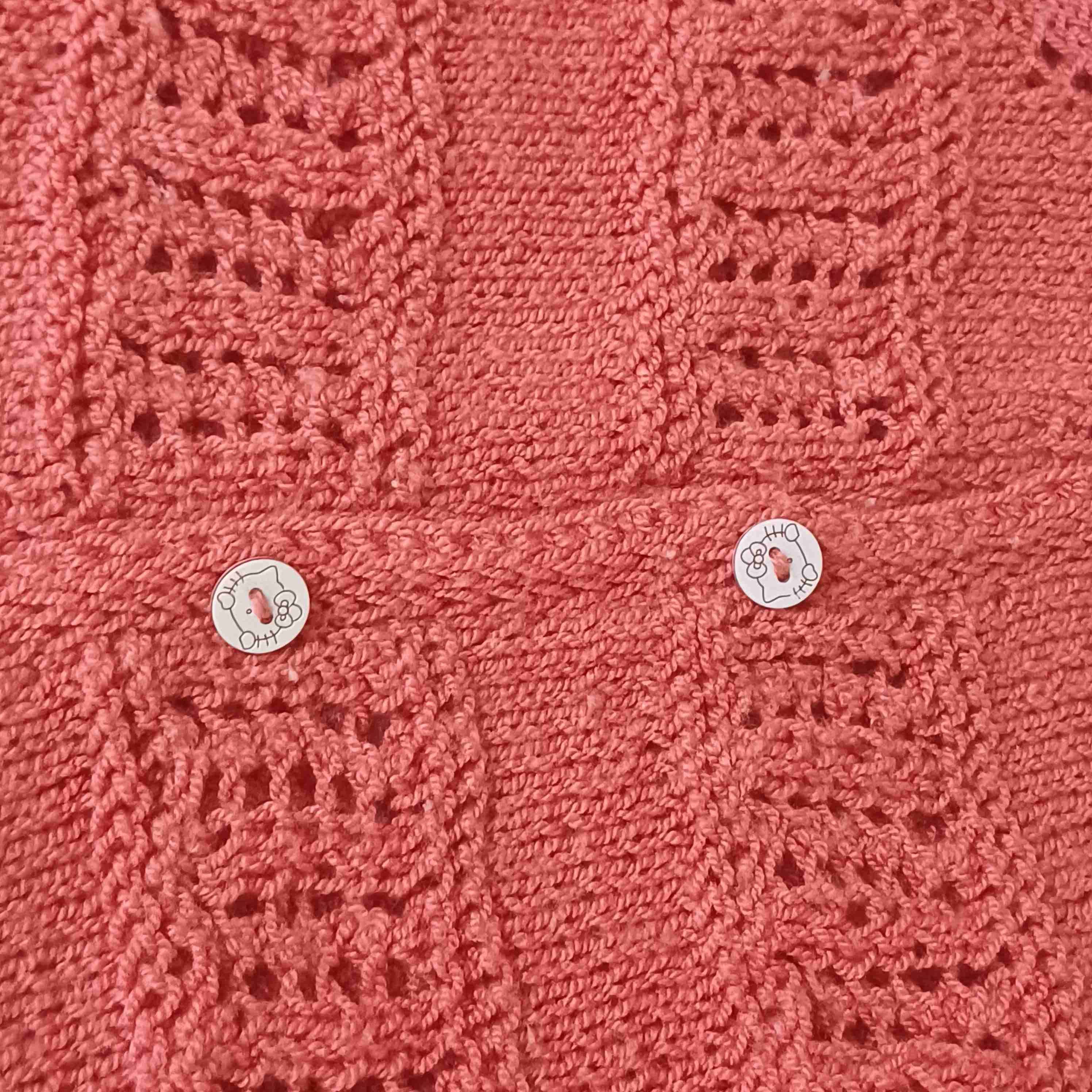 Chaleco tejido rosa para niña - miniatura 2