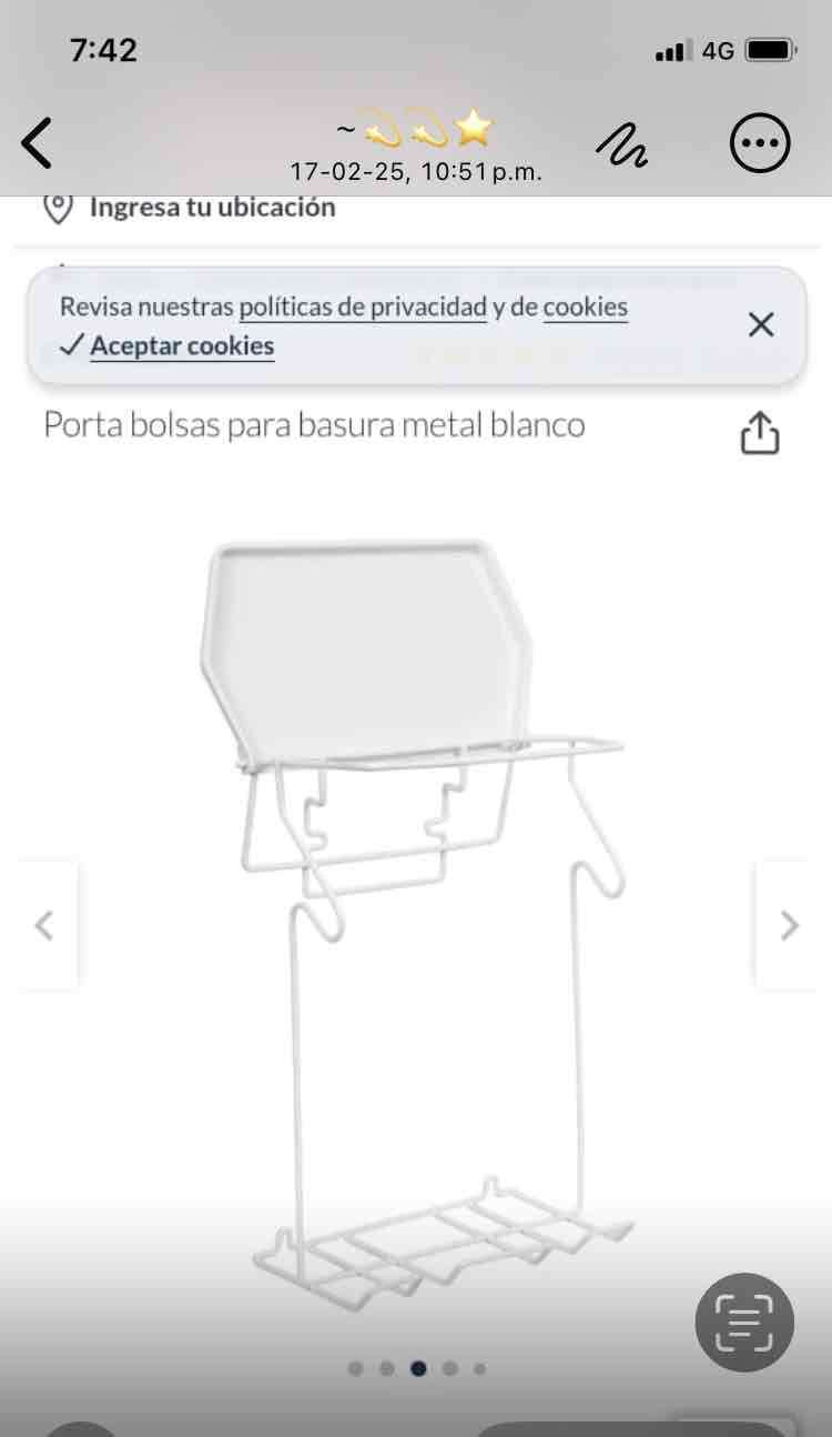 Porta bolsas metal blanco - miniatura 1