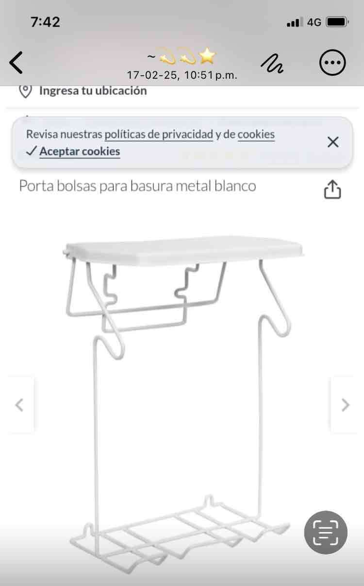Porta bolsas metal blanco - miniatura 2