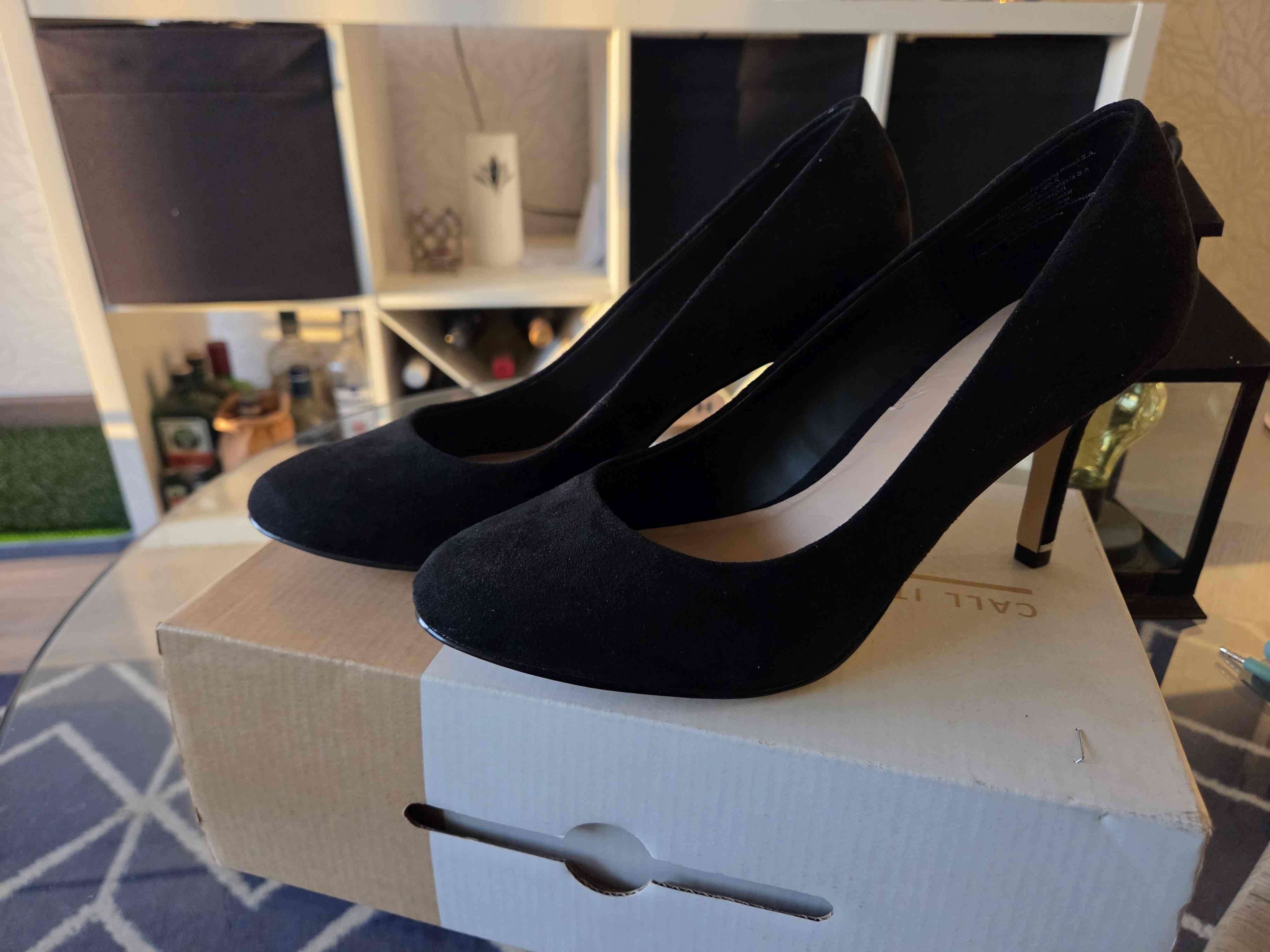 Zapatos negros gamuzados de taco alto - miniatura 4