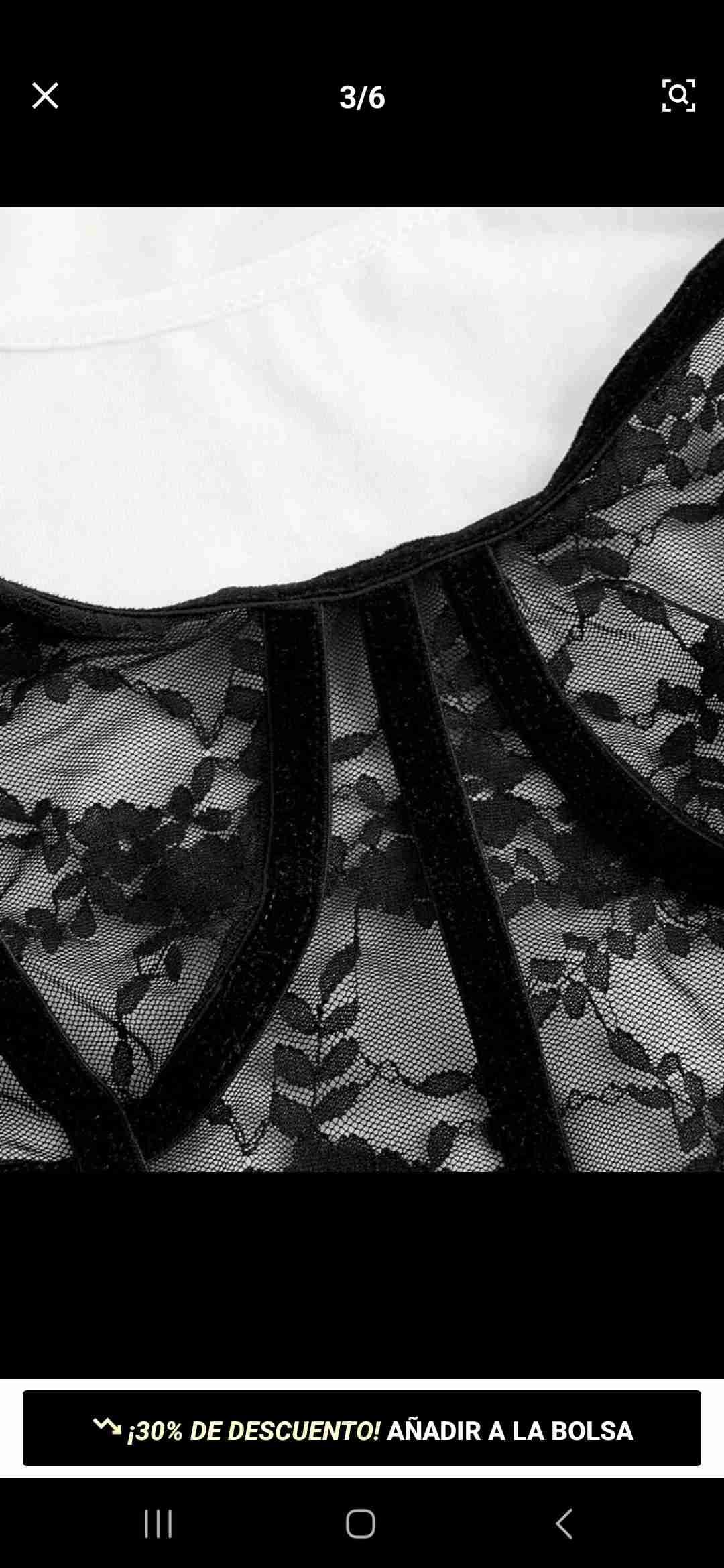 Top blanco encaje negro Shein - miniatura 3