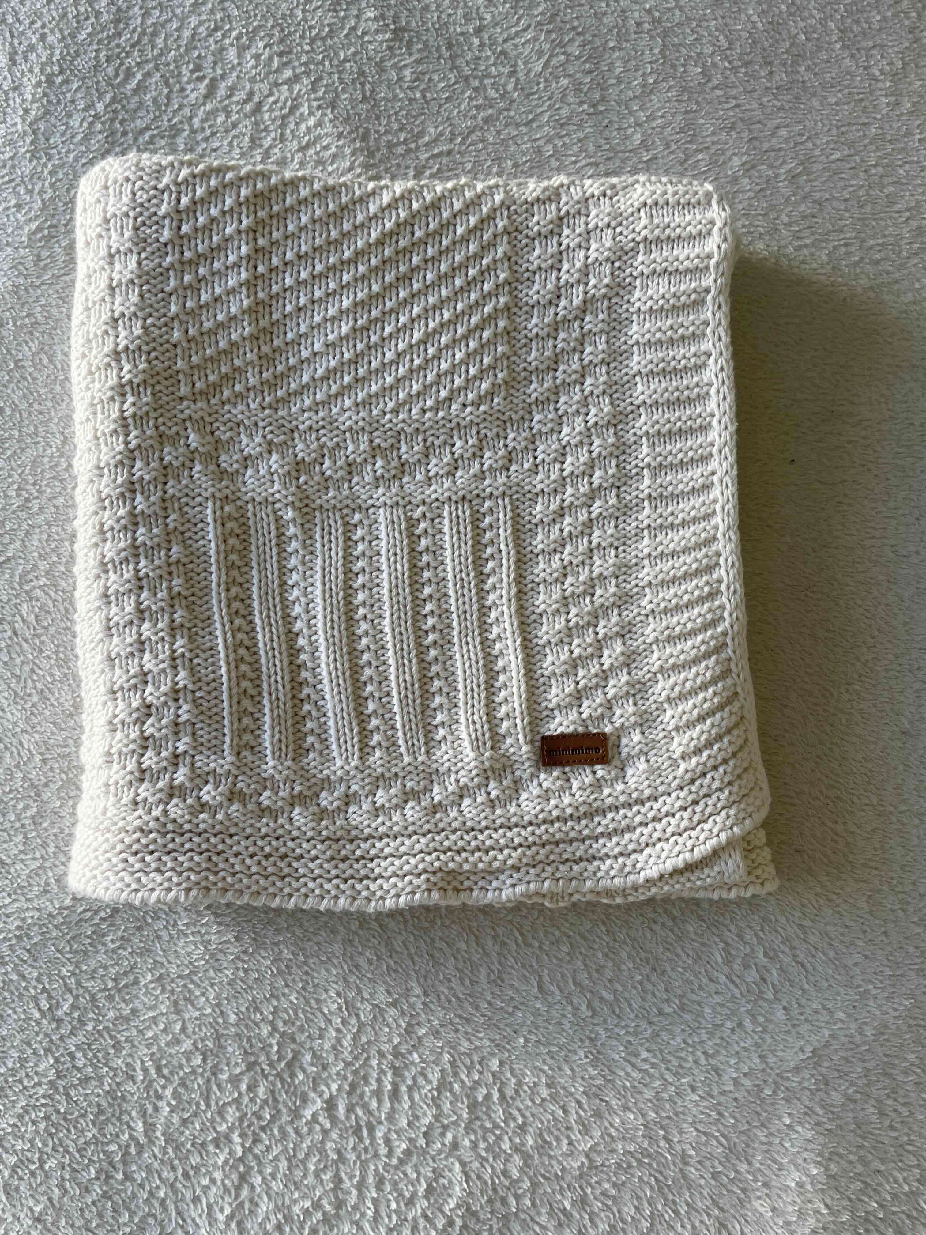 Manta de bebé tejida beige mimo & co - miniatura 1