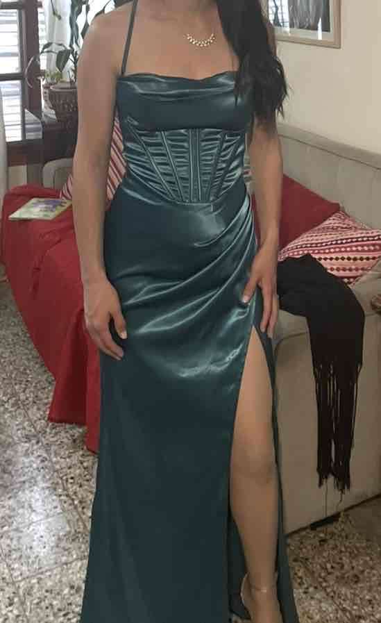 Vestido largo verde esmeralda - miniatura 1
