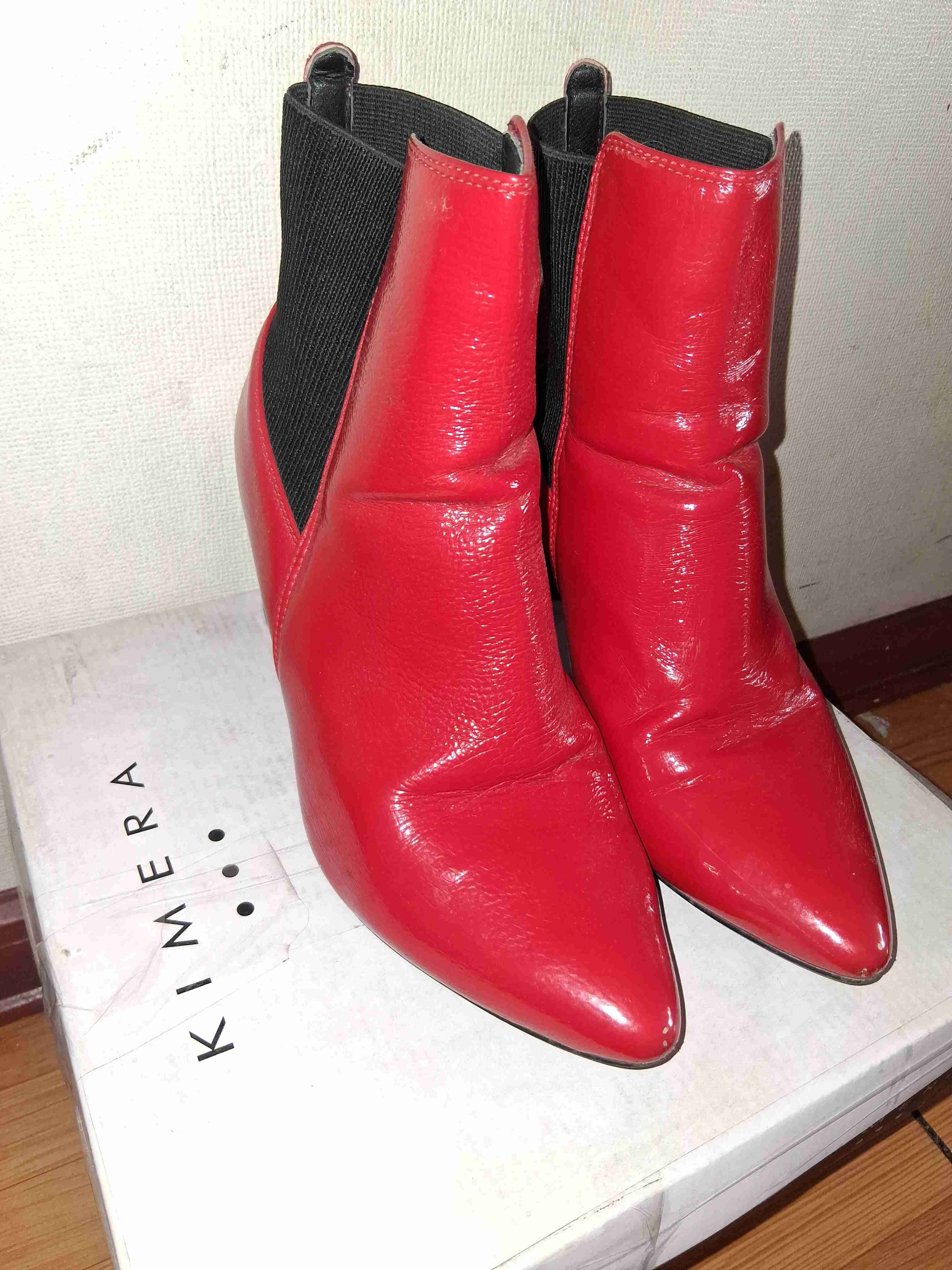 Botines rojos de tacón grueso - miniatura 3