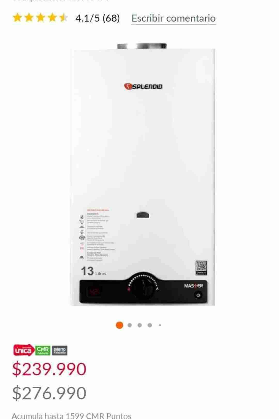 Calefón Splendid 13 Litros Blanco - miniatura 1