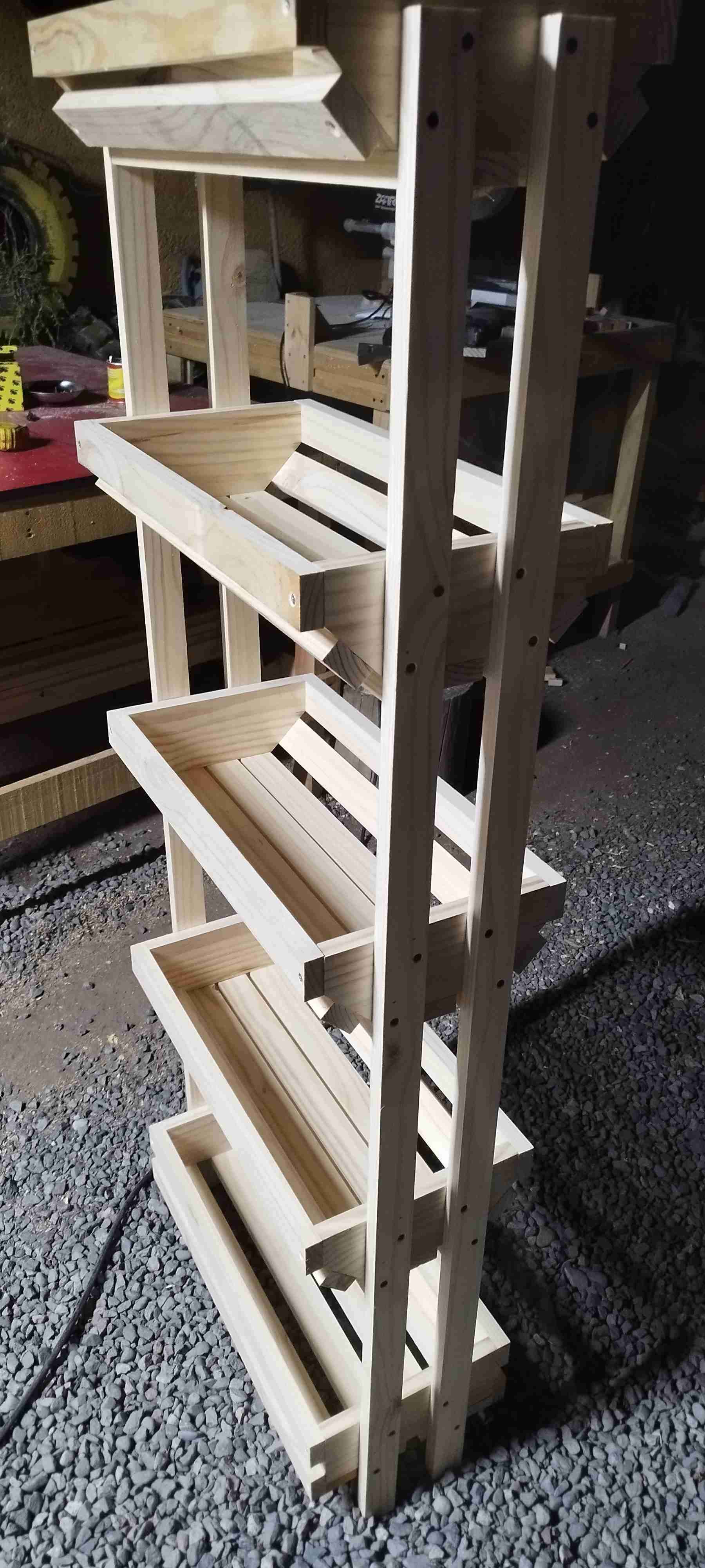 repisas de madera plantas y frutas - miniatura 3