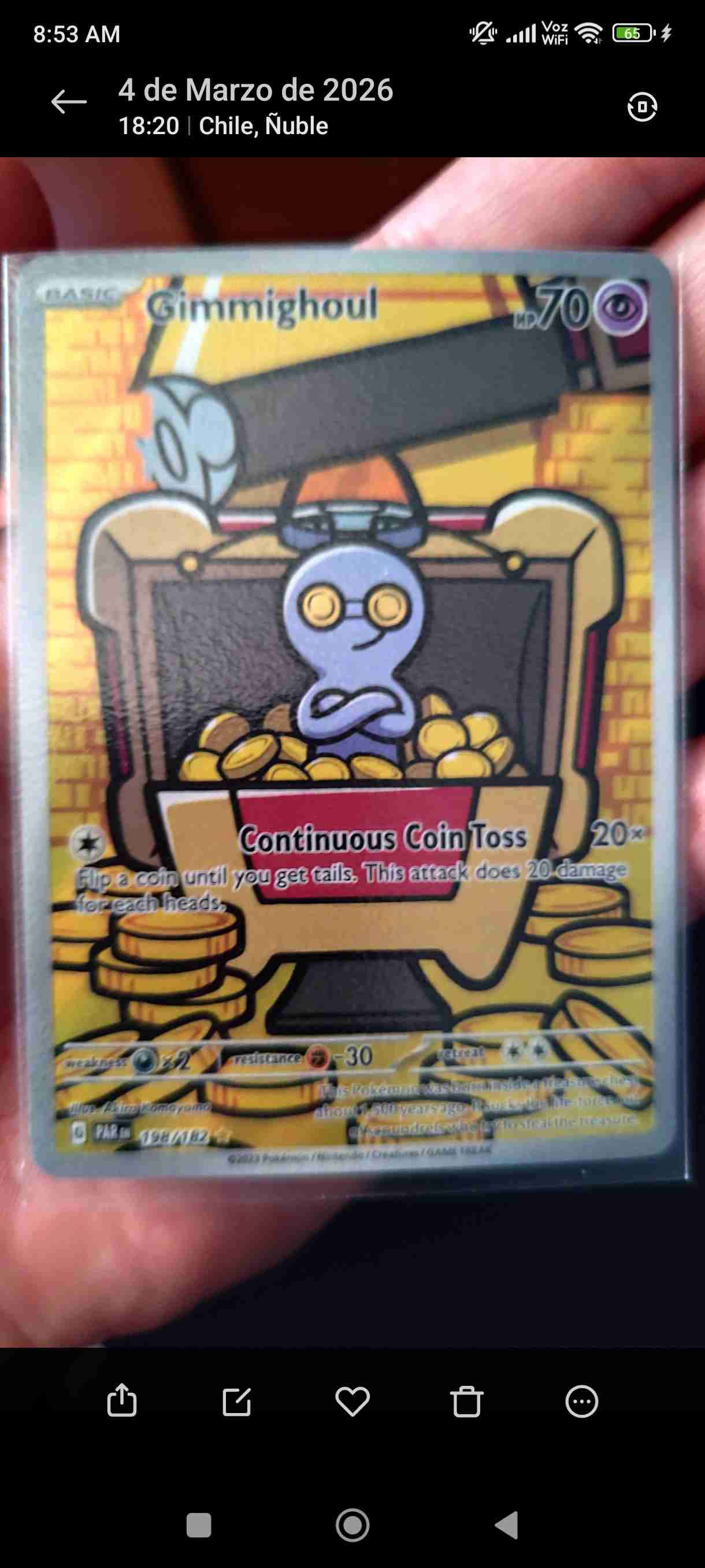 Carta Pokémon Gimmighoul holográfica - miniatura 1