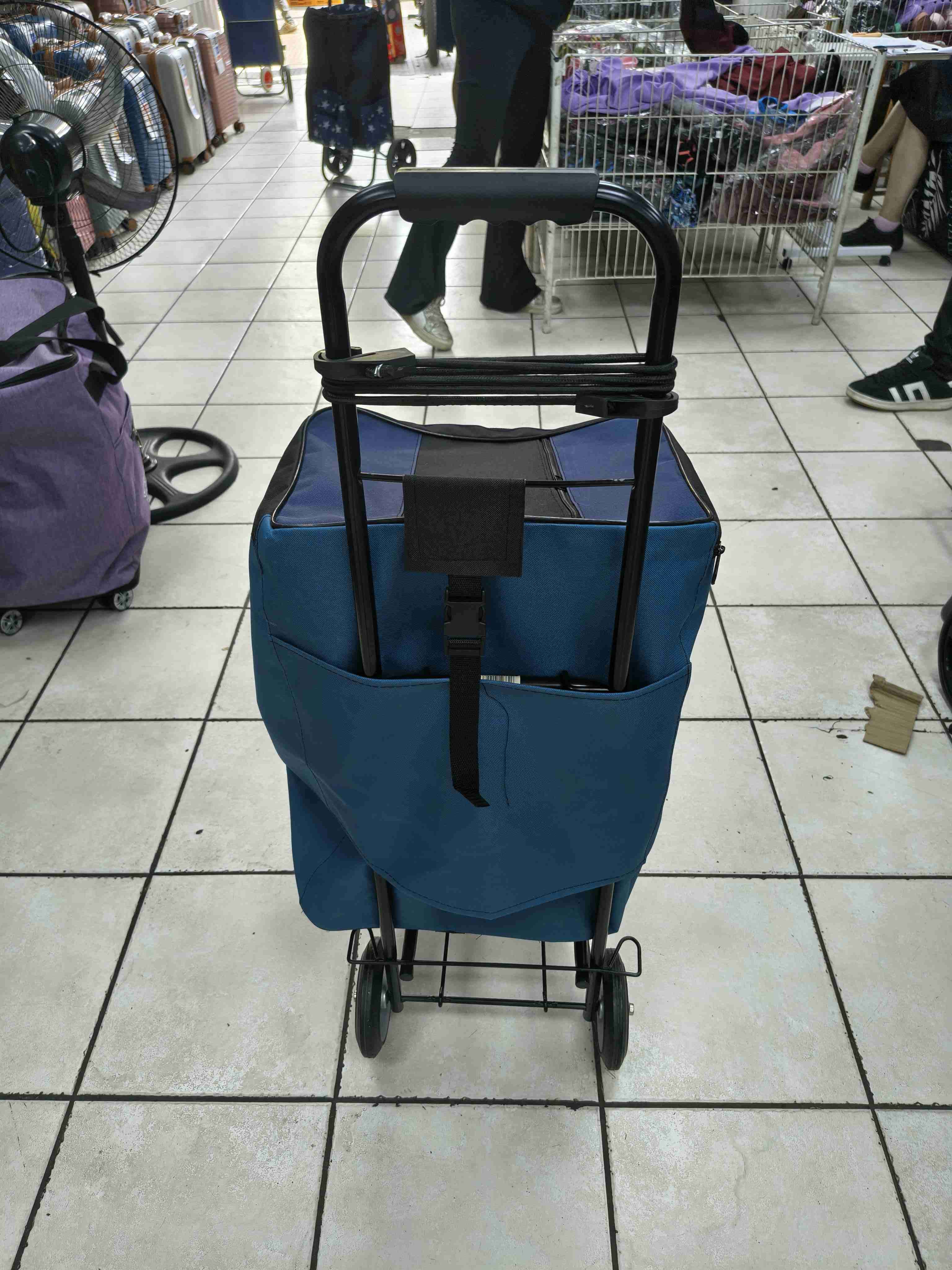 Carrito de compras o feria plegable azul - miniatura 2