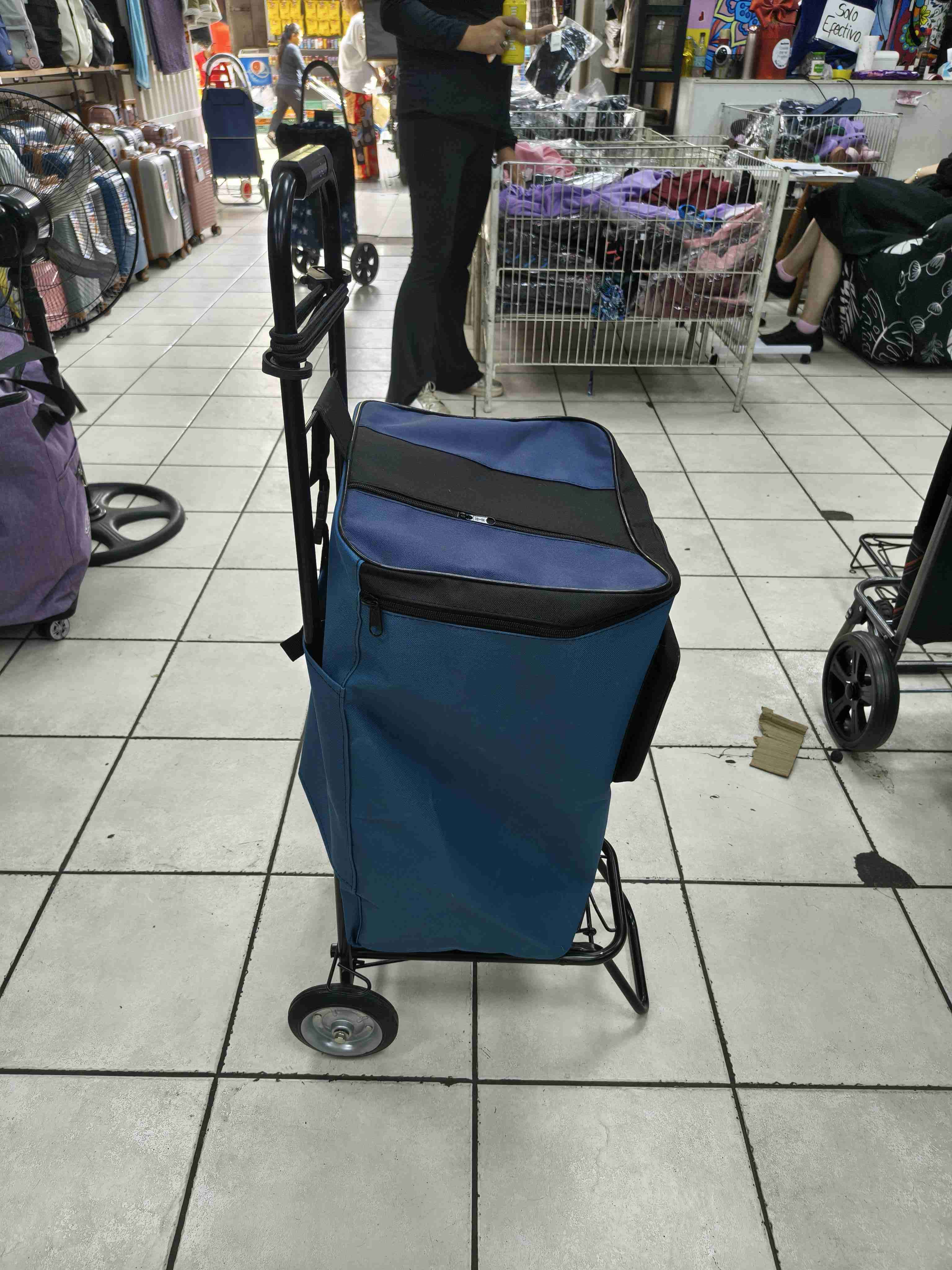 Carrito de compras o feria plegable azul - miniatura 3