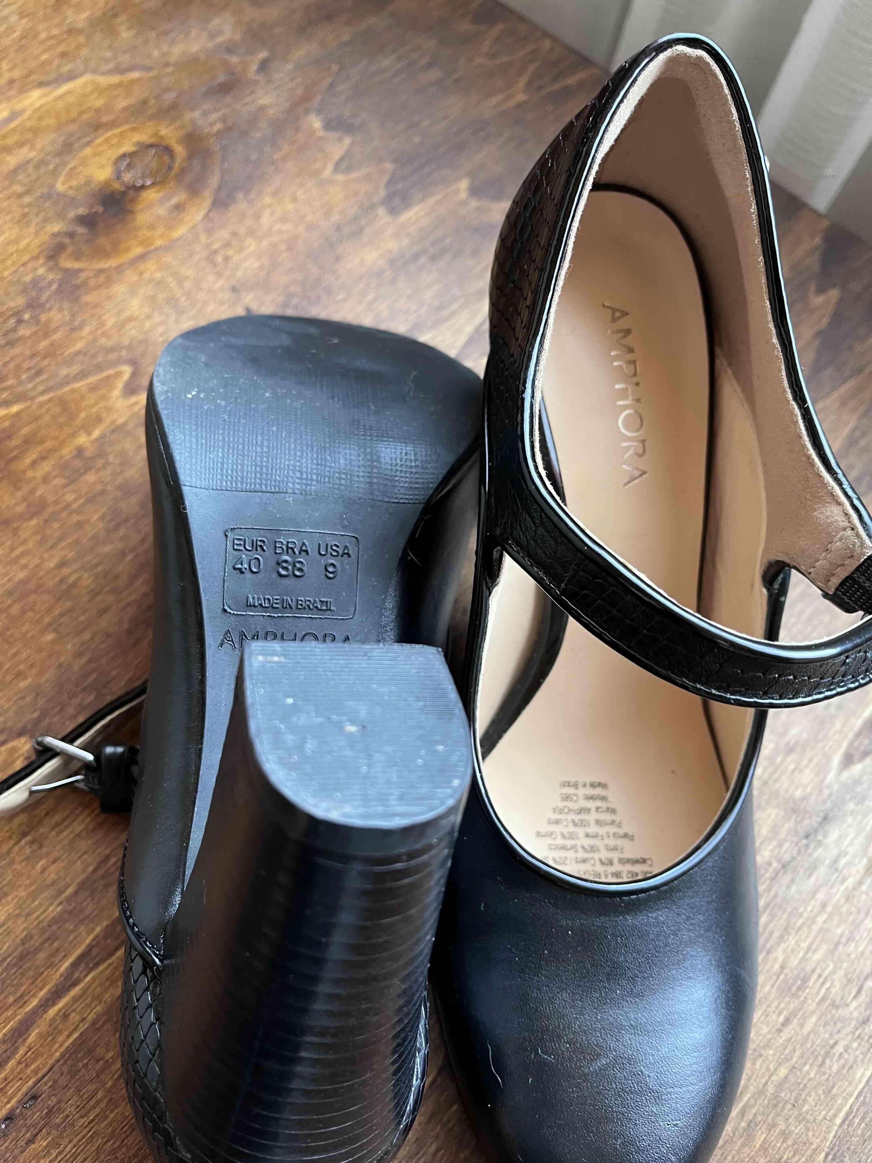 Zapatos de tacón negro con hebilla - miniatura 3