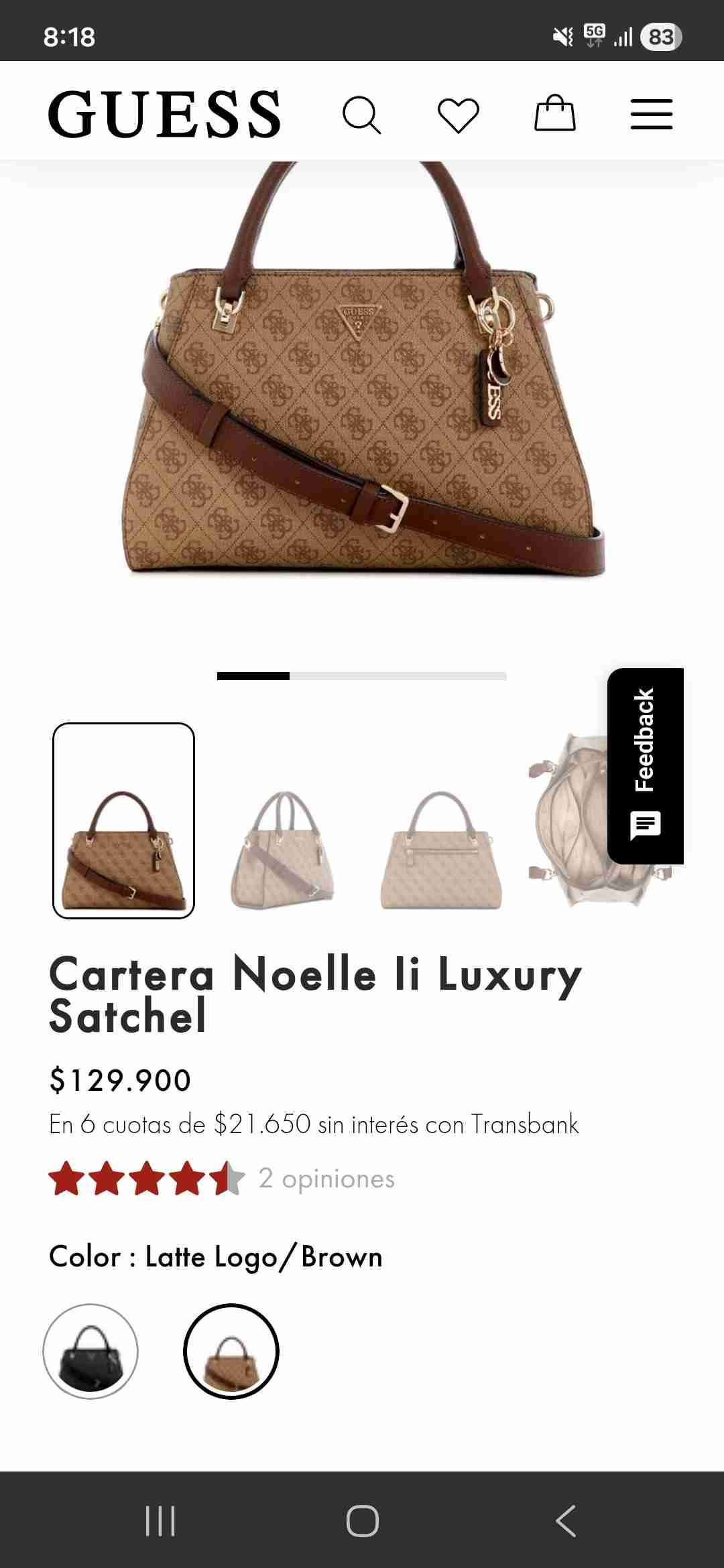 Cartera Guess Noelle Latte Logo - miniatura 1