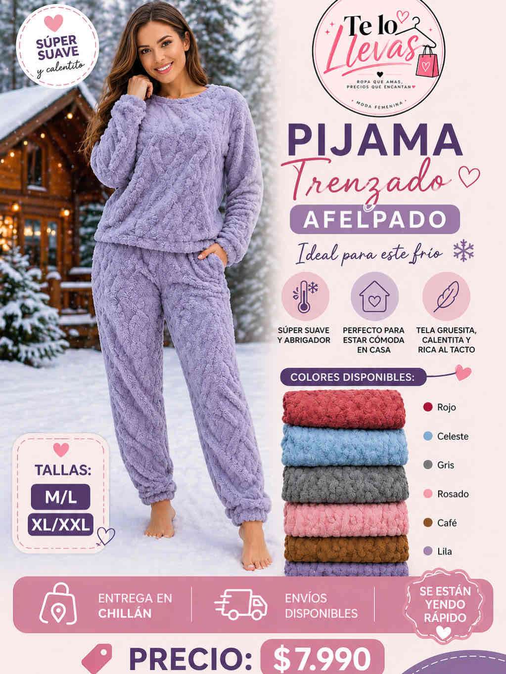 Pijama trenzado lila afelpado