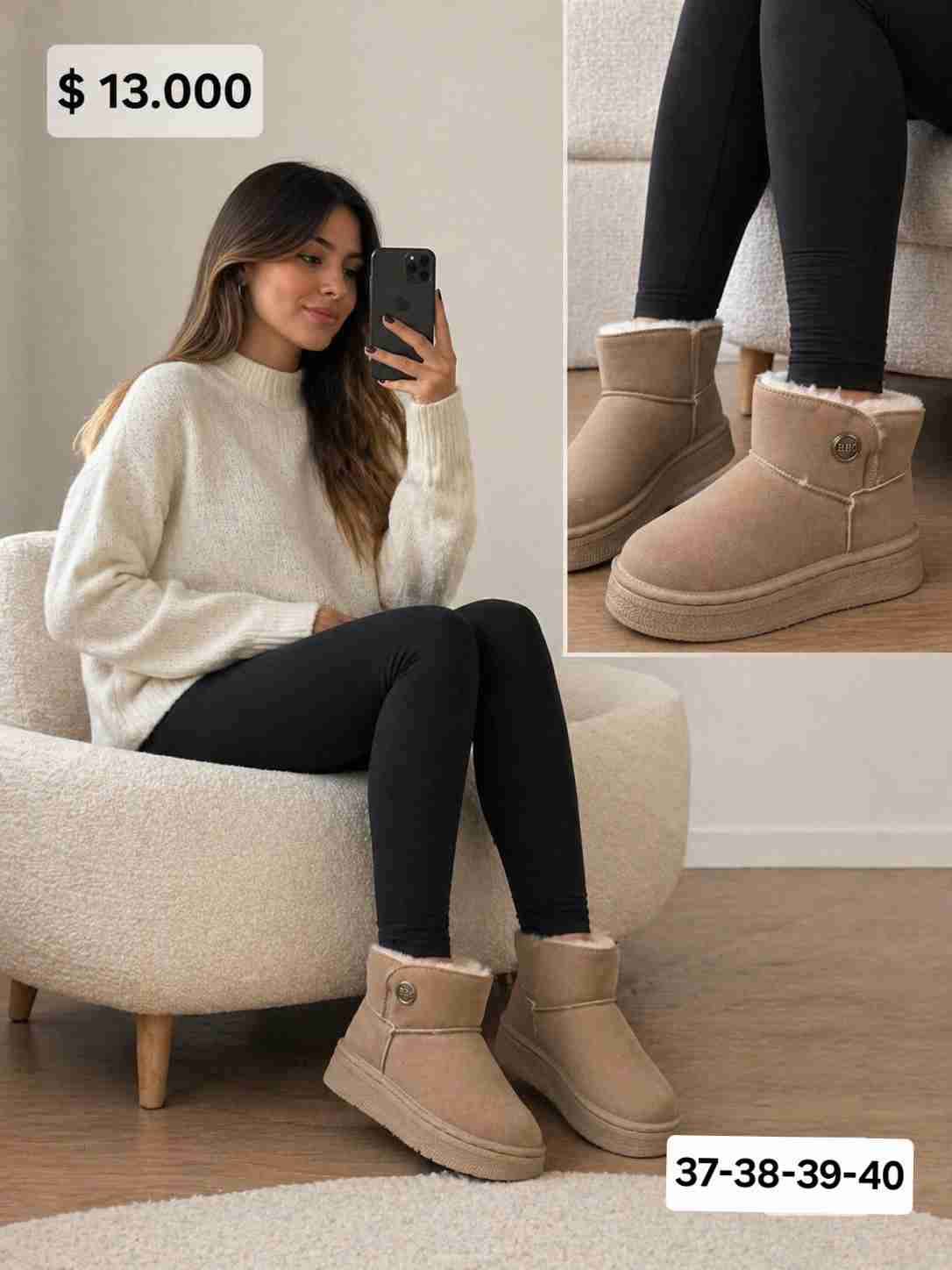 Botines de invierno beige - miniatura 1