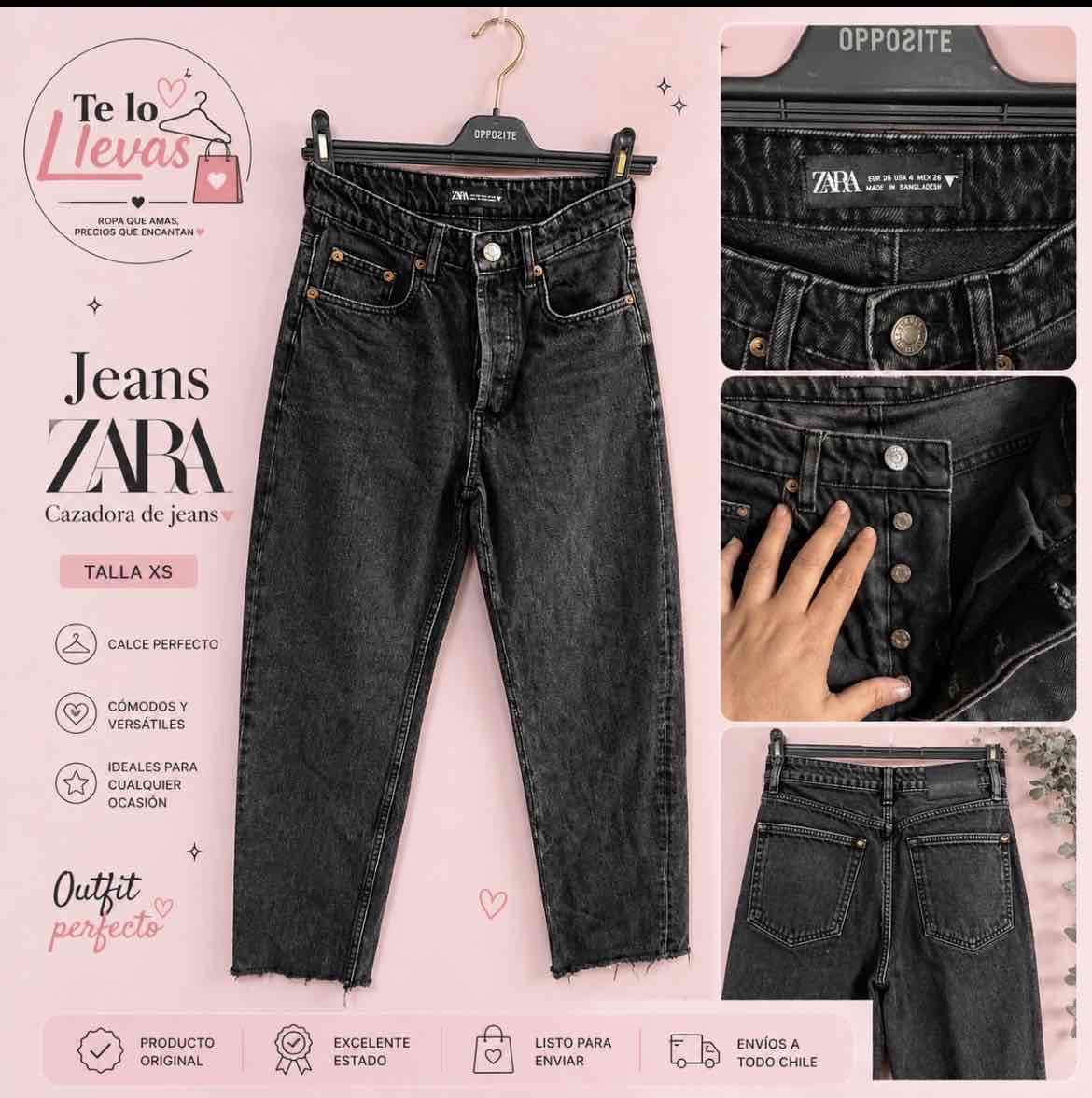 Jeans negros Zara cazadora XS