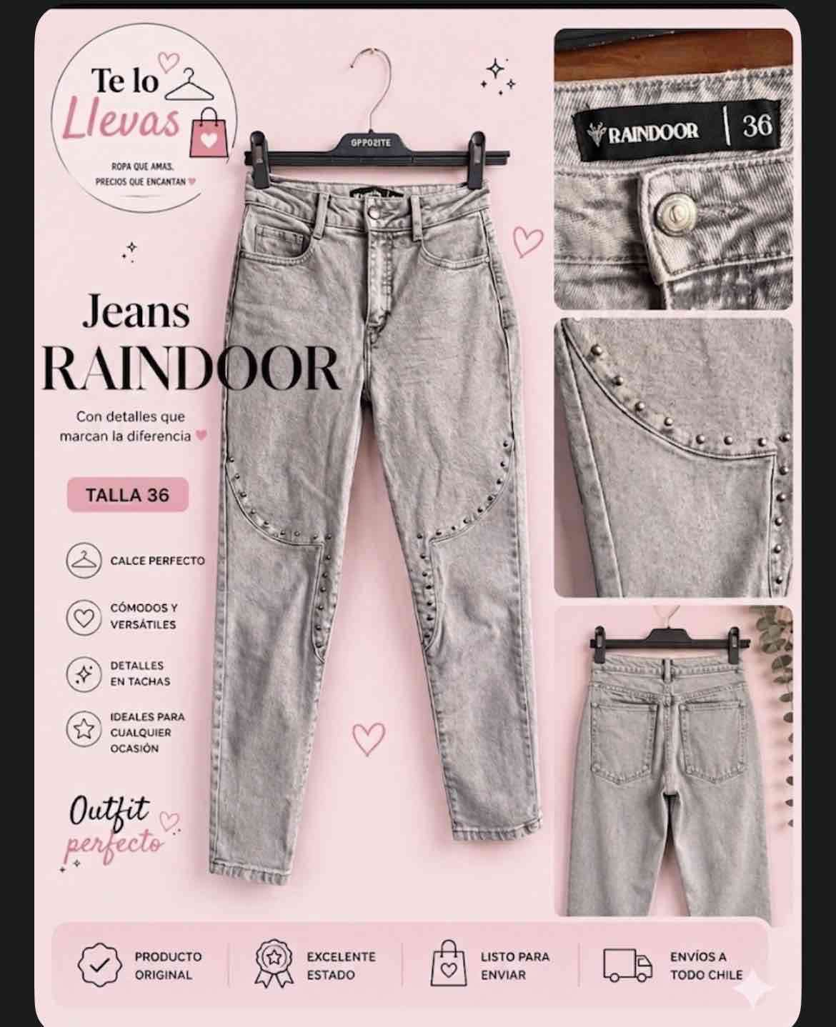 Jeans Raindoor gris con tachas